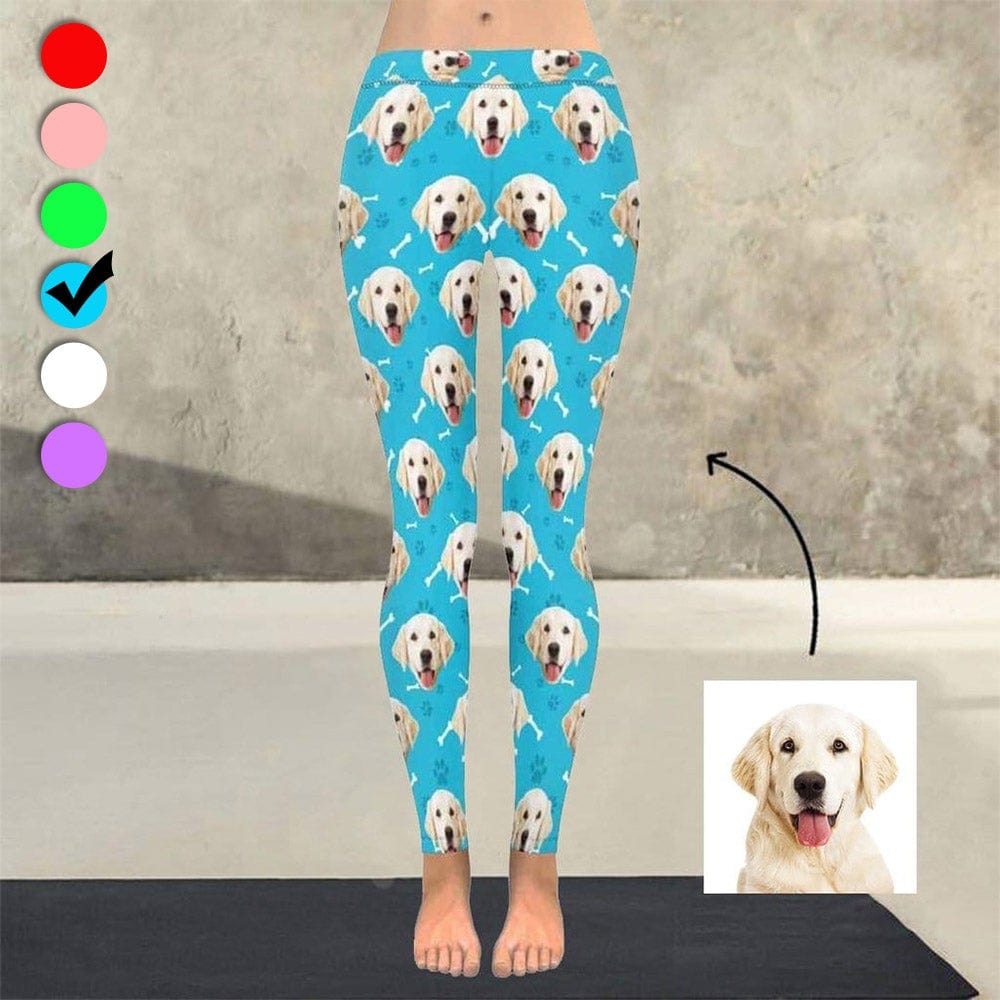 Custom Custom Dog Face Low Rise Leggings Multiple Colors Custom Printed Leggings - YesCustom