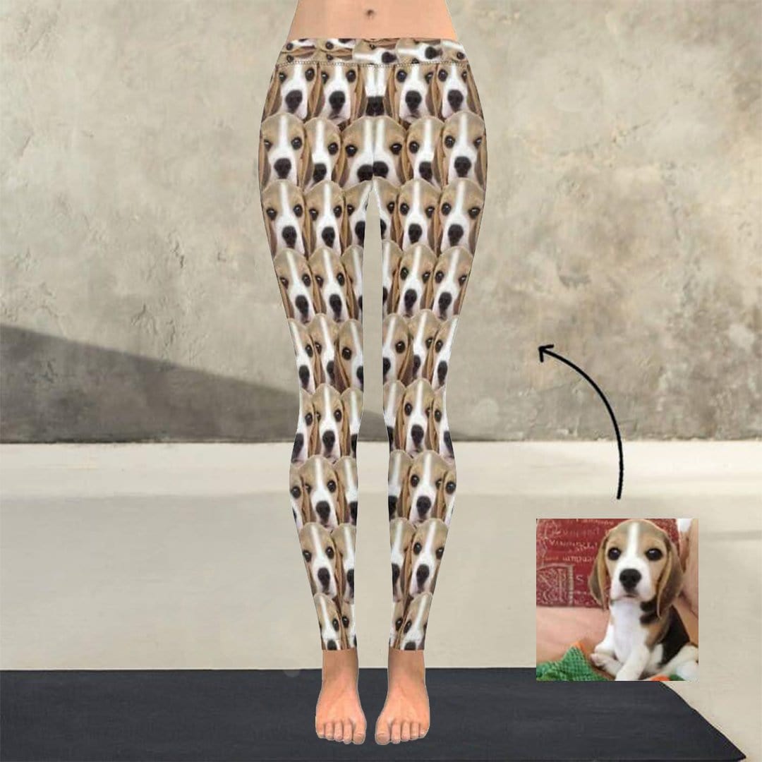 Custom Custom Dog Face Low Rise Leggings Seamless Face Custom Printed Leggings - YesCustom