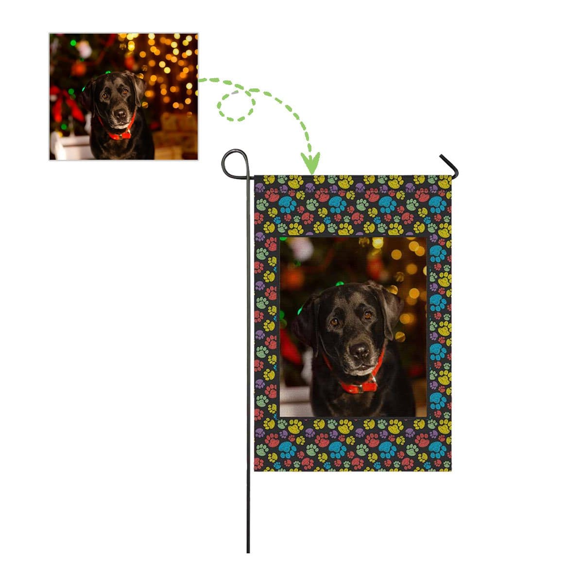 Custom Custom Dog Face Paw Garden Flag - YesCustom