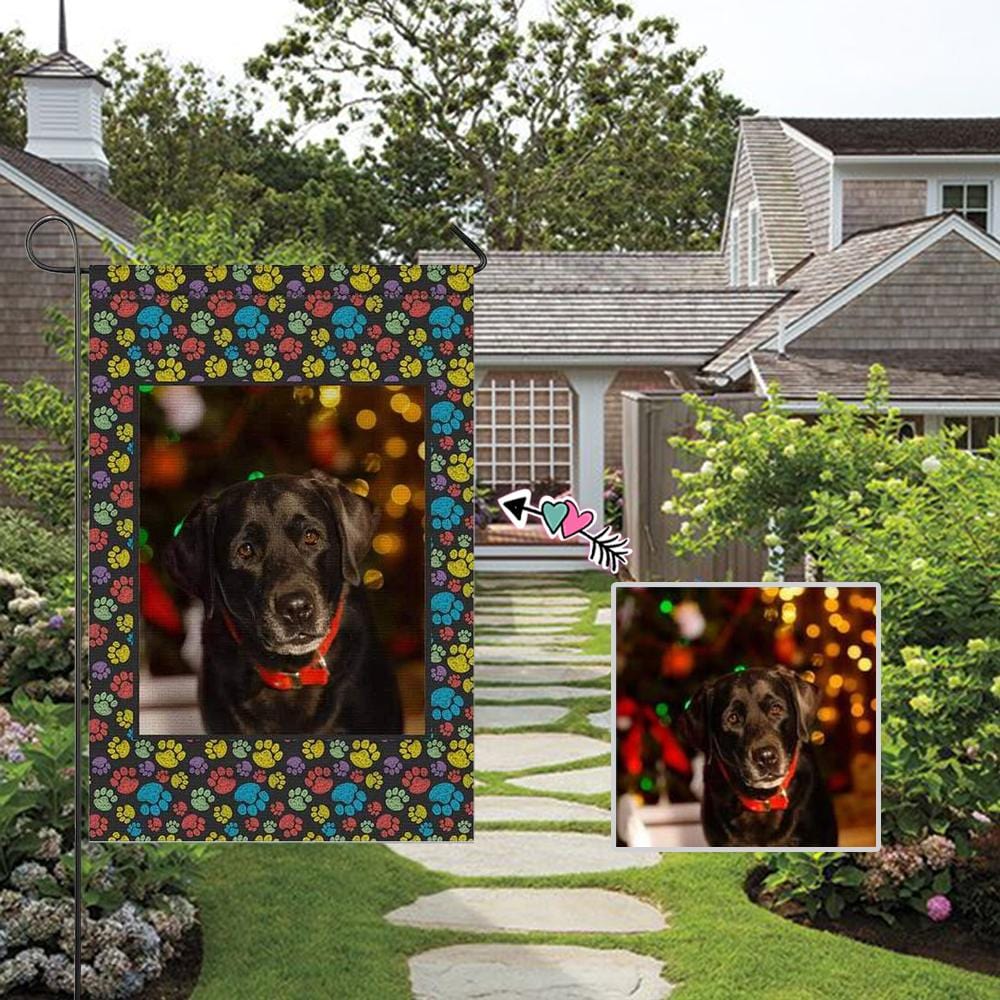 Custom Custom Dog Face Paw Garden Flag - YesCustom