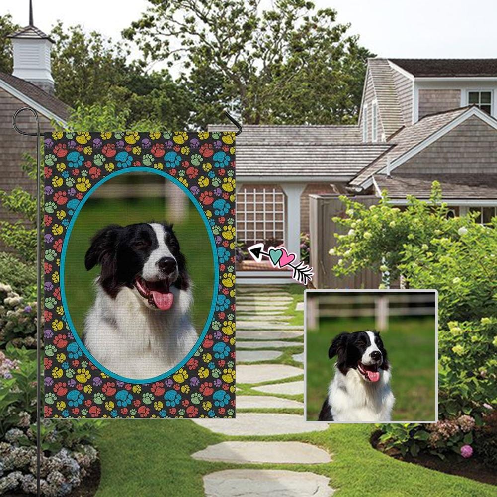 Custom Custom Dog Face Round Paw Garden Flag - YesCustom