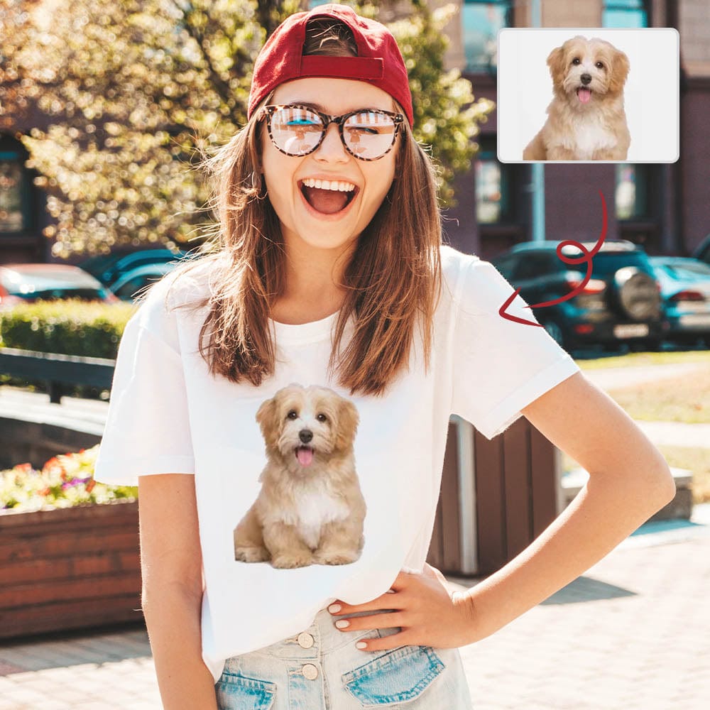 Custom Custom Dog Face Tee White Classic Women's All Over Print T-shirt Your Dog on A Shirt for Female - YesCustom