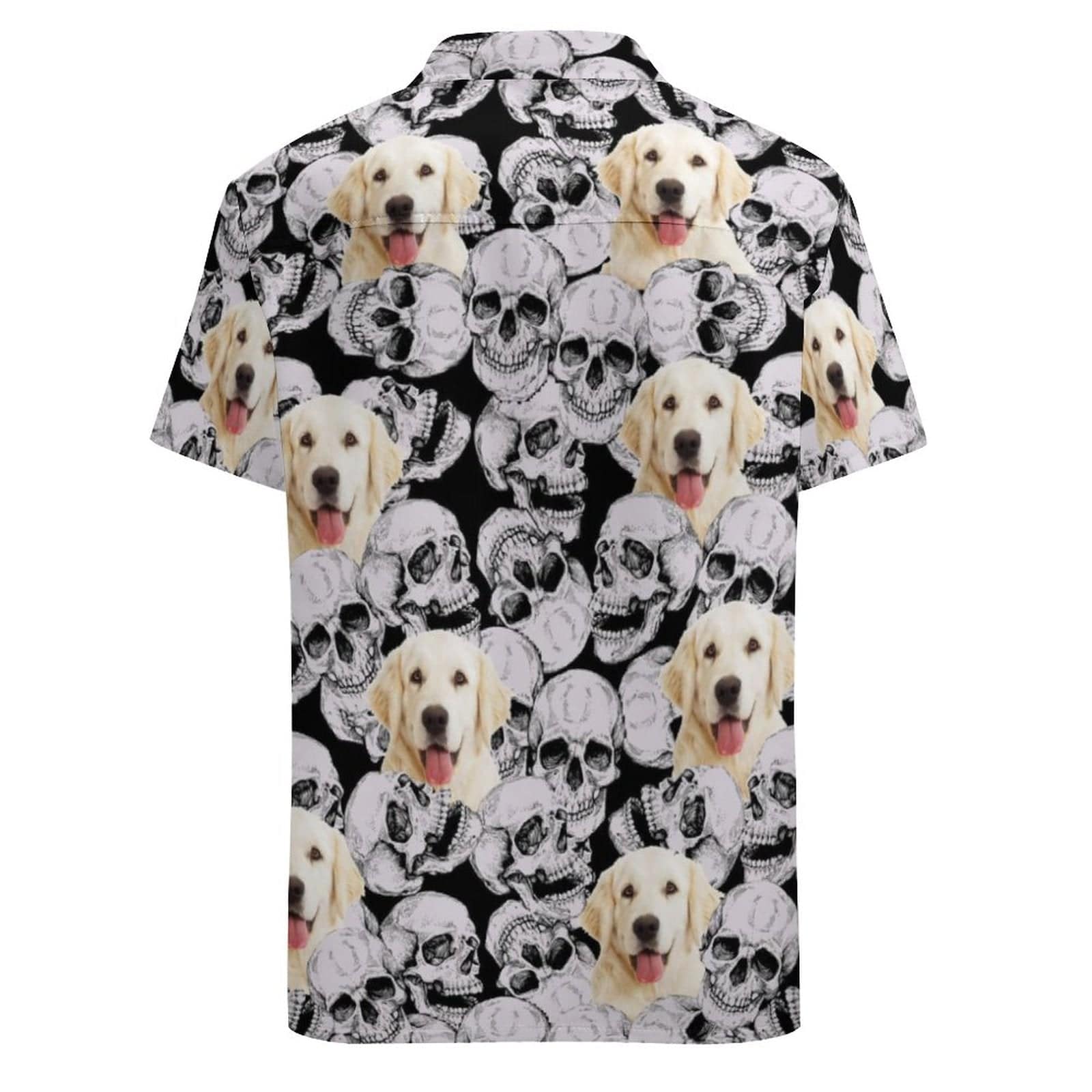 Custom Custom Dog Face White Skull Shirt Men Front Pocket Beach Shortsleeve Pocket Hawaiian Shirt Boyfriend Gift For Him - YesCustom