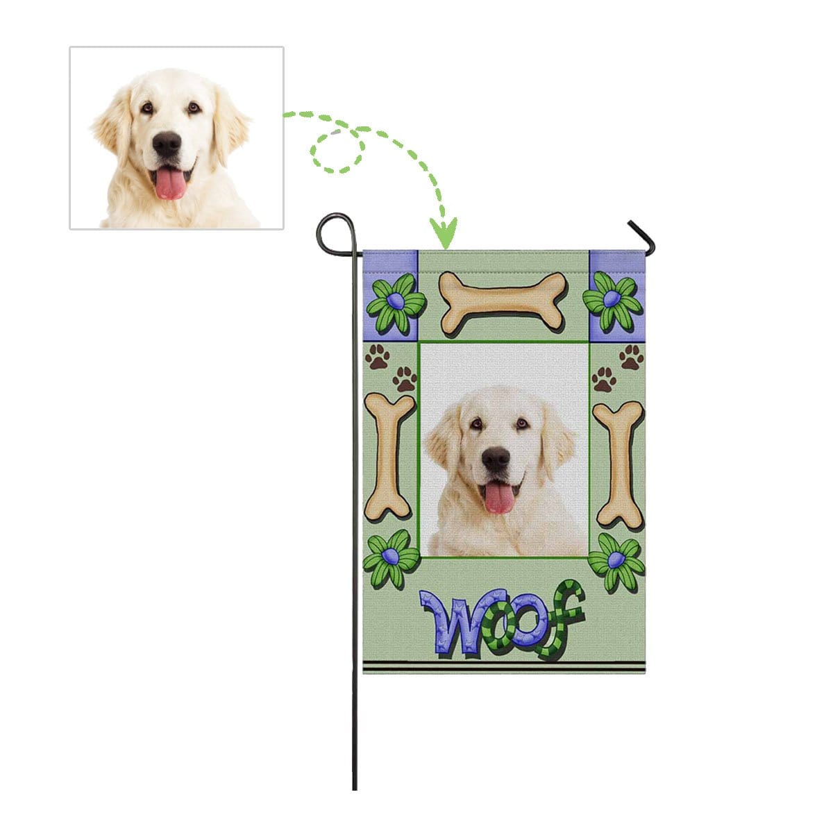 Custom Custom Dog Face Woof Garden Flag - YesCustom