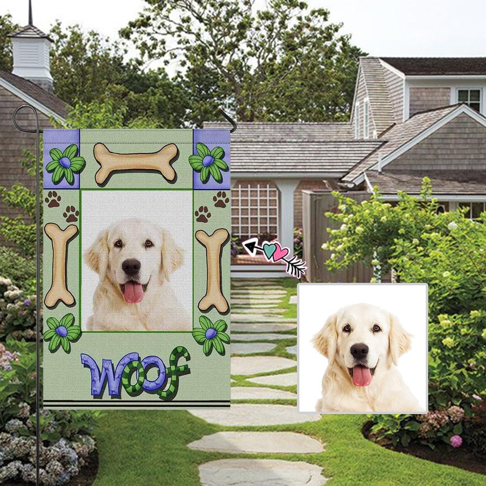 Custom Custom Dog Face Woof Garden Flag - YesCustom