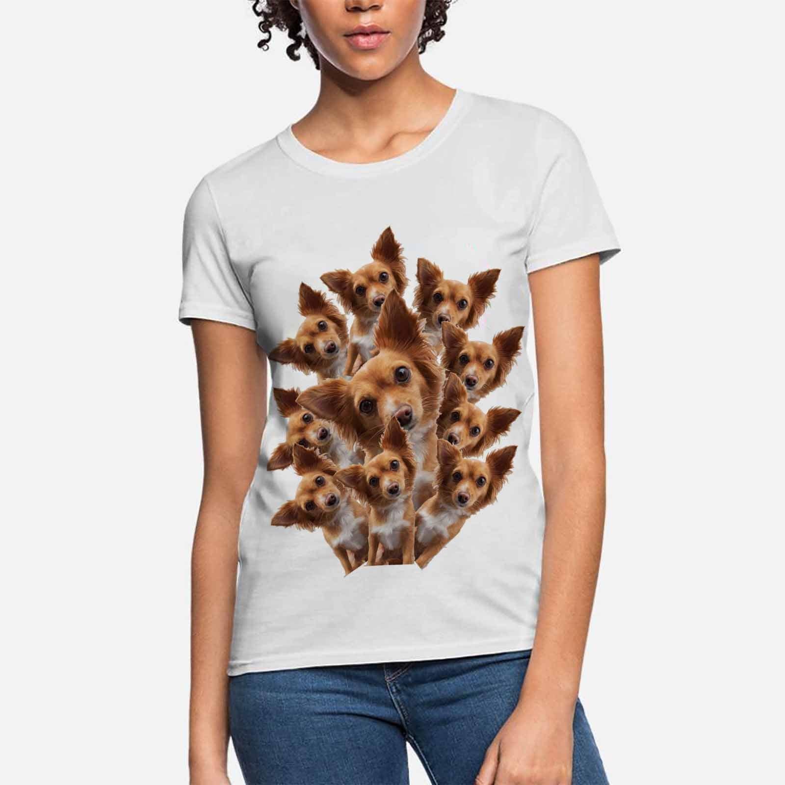 Custom Custom Dog Face Your Own Funny Shirts Classic Personalized Women's All Over Print T-shirt - YesCustom