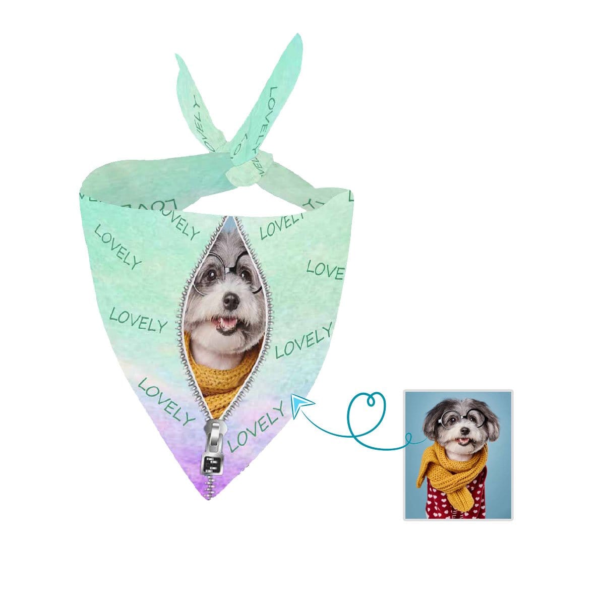 Custom Custom Dog Face Zipper Photo Pet Bandana - YesCustom