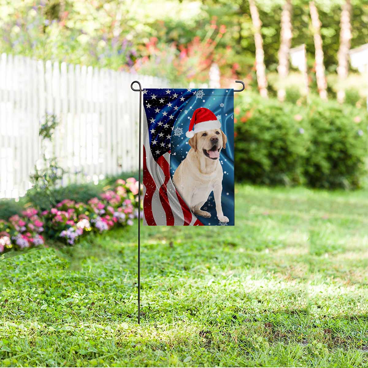 Custom Custom Dog Photo Christmas Hat Garden Flag - YesCustom