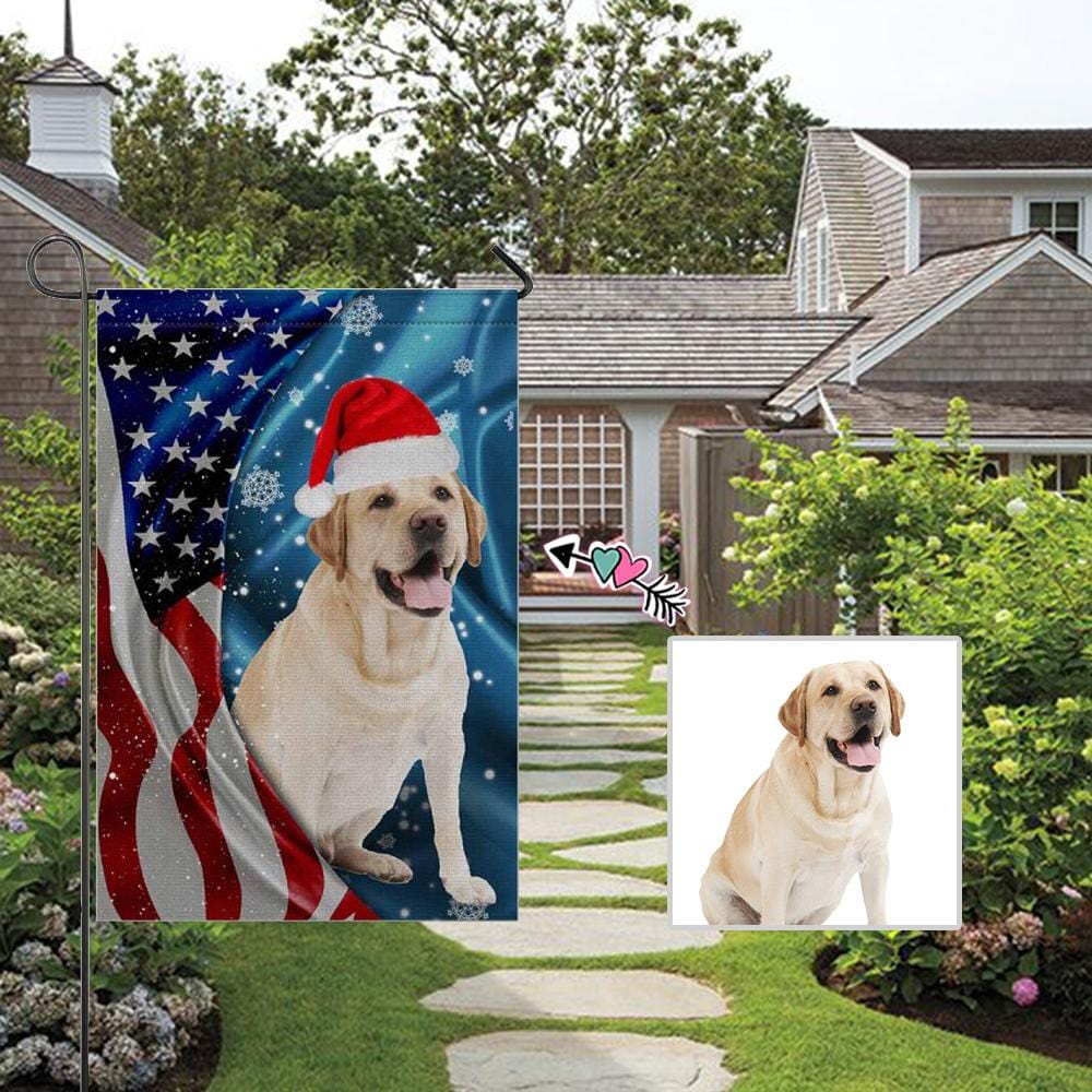 Custom Custom Dog Photo Christmas Hat Garden Flag - YesCustom