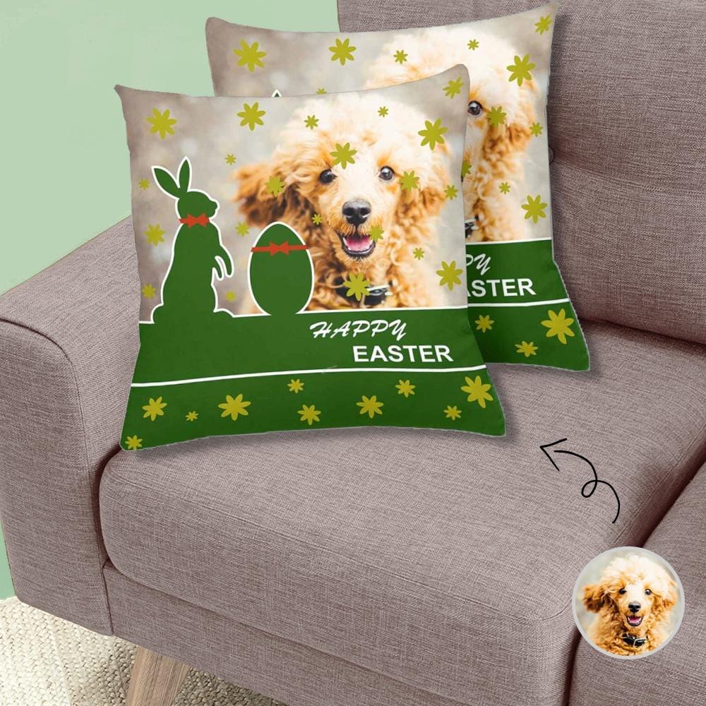 Custom Custom Dog Photo Easter Day Throw Pillow Cover - YesCustom