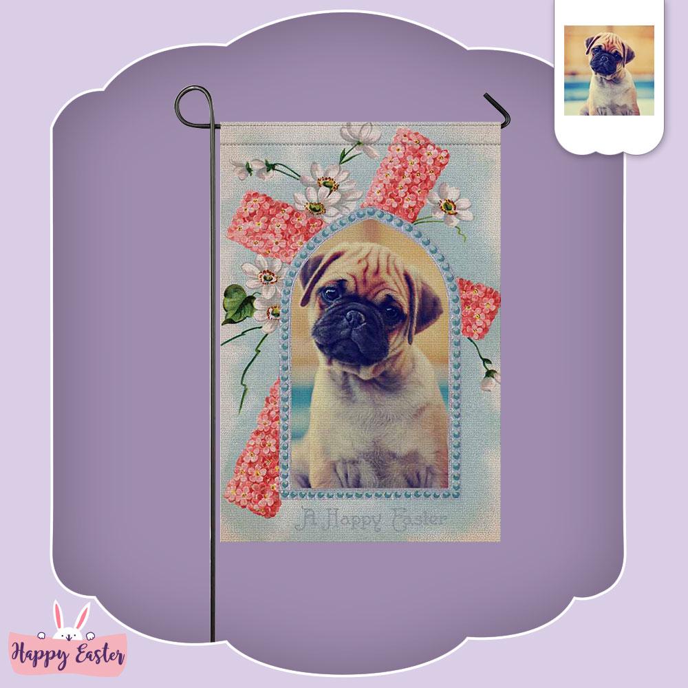 Custom Custom Dog Photo Happy Easter Garden Flag - YesCustom