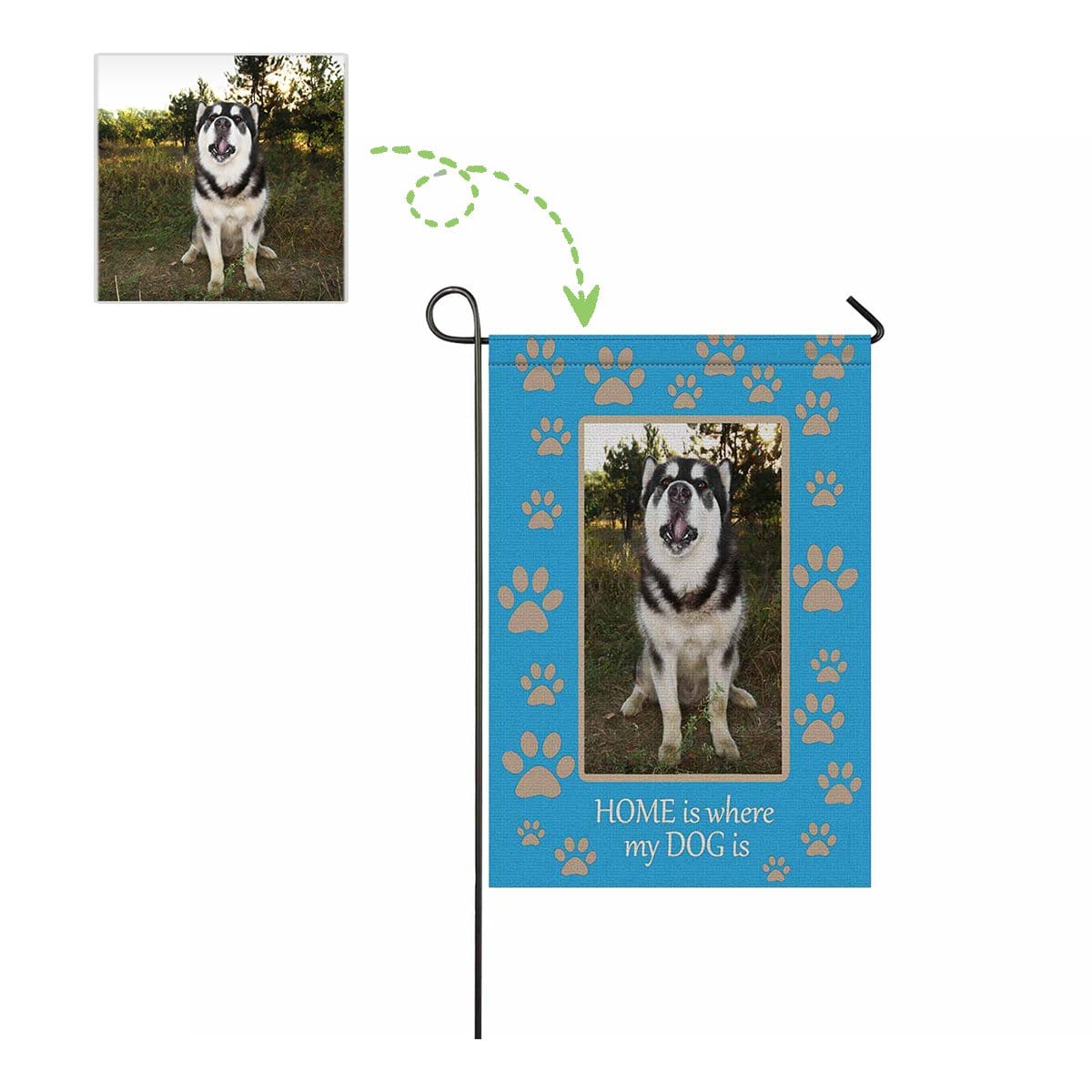 Custom Custom Dog Photo Paw Garden Flag - YesCustom