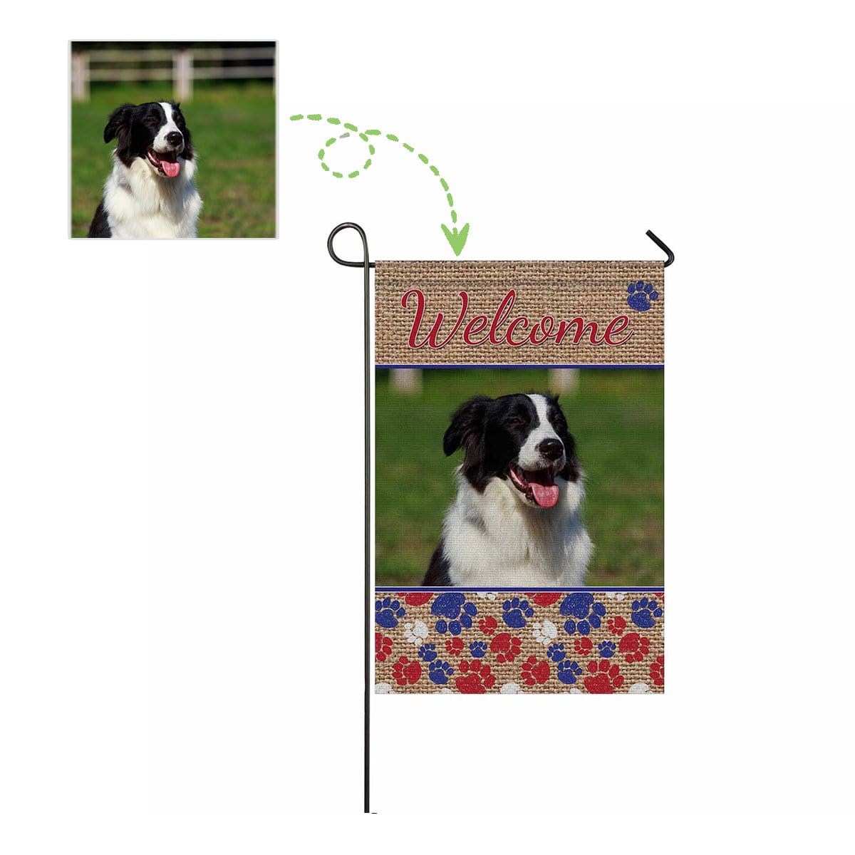 Custom Custom Dog Photo Welcome Garden Flag - YesCustom