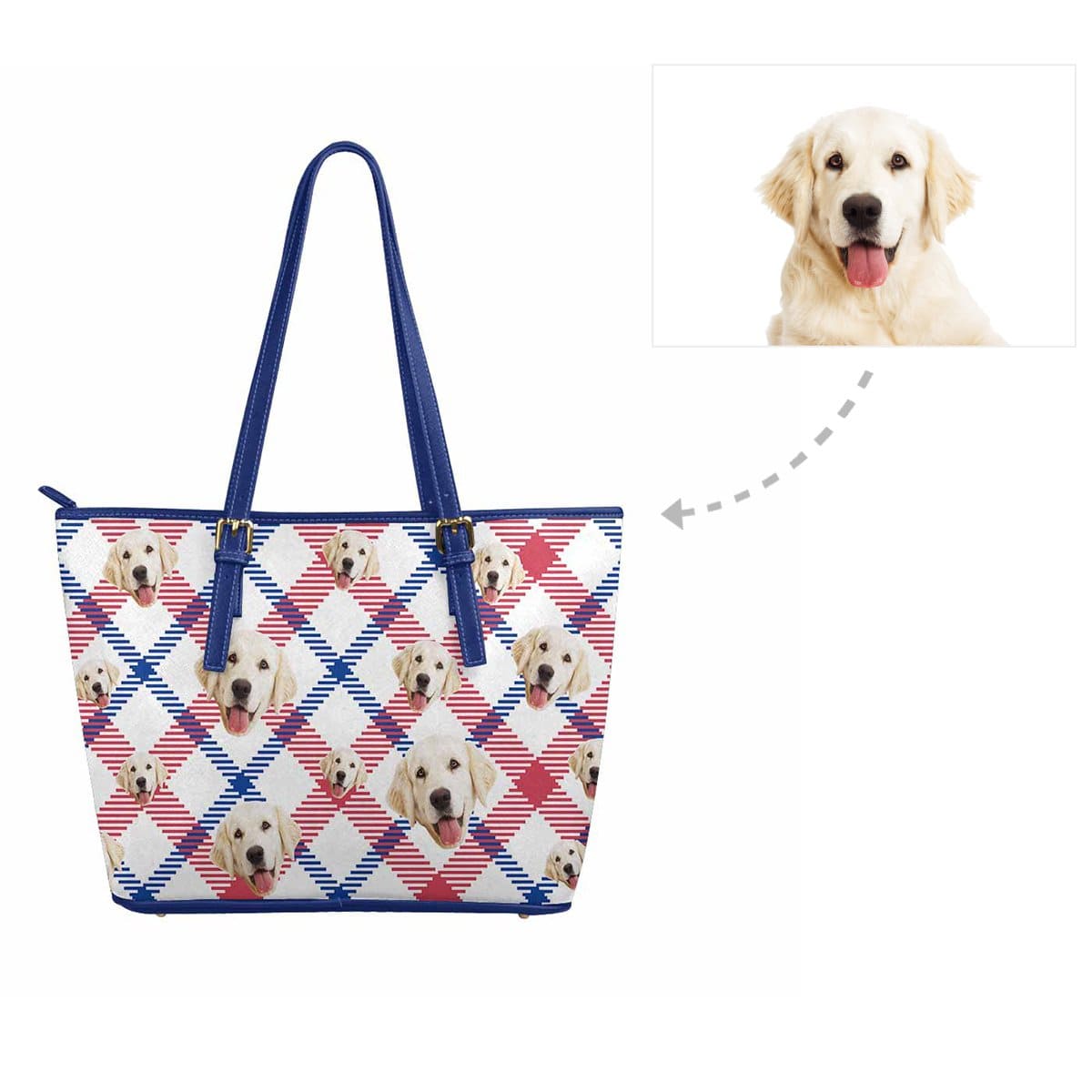 Custom Custom Dog Scottish Tartan Women's Tote Bag - YesCustom