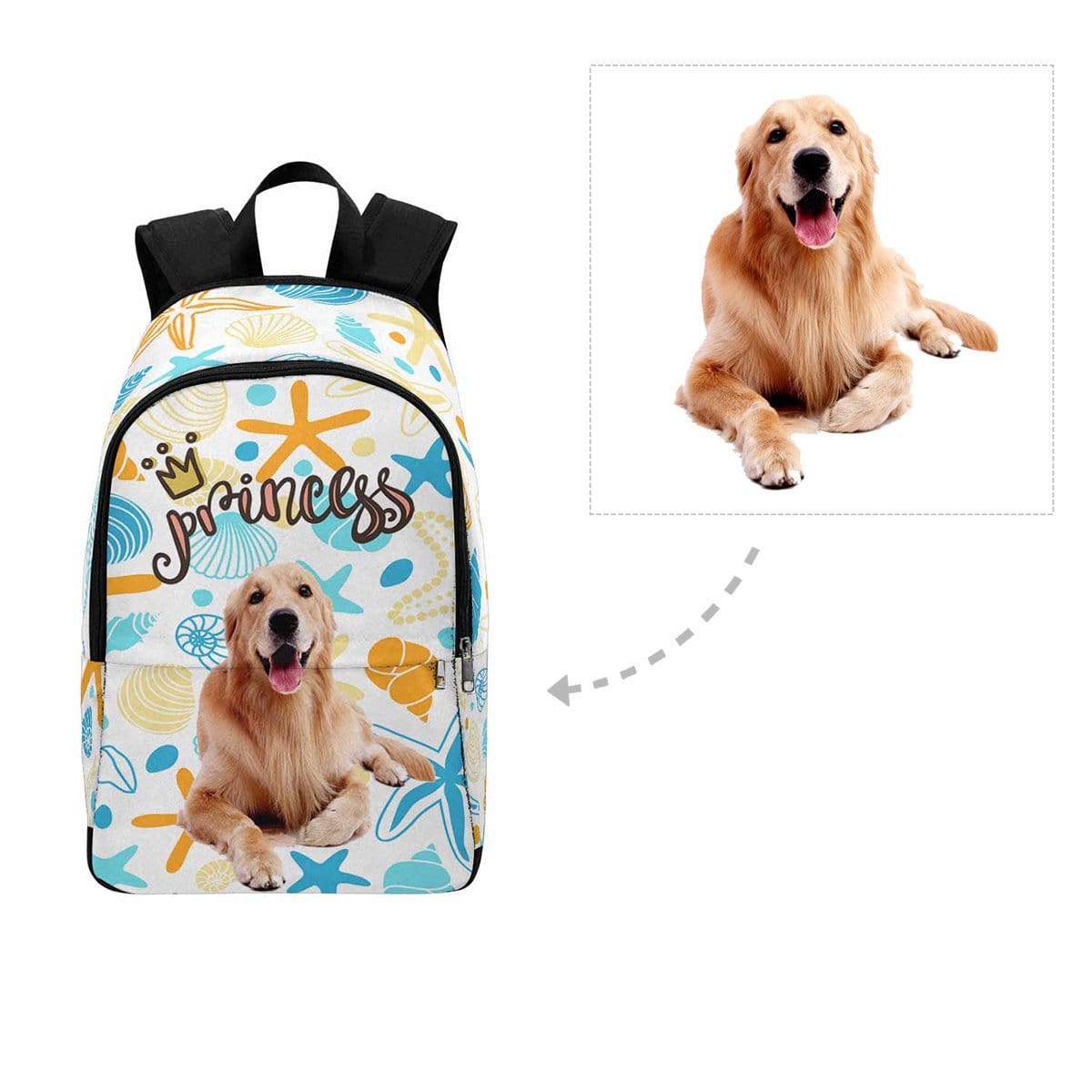 Custom Custom Dog Seashell Starfish Backpack - YesCustom