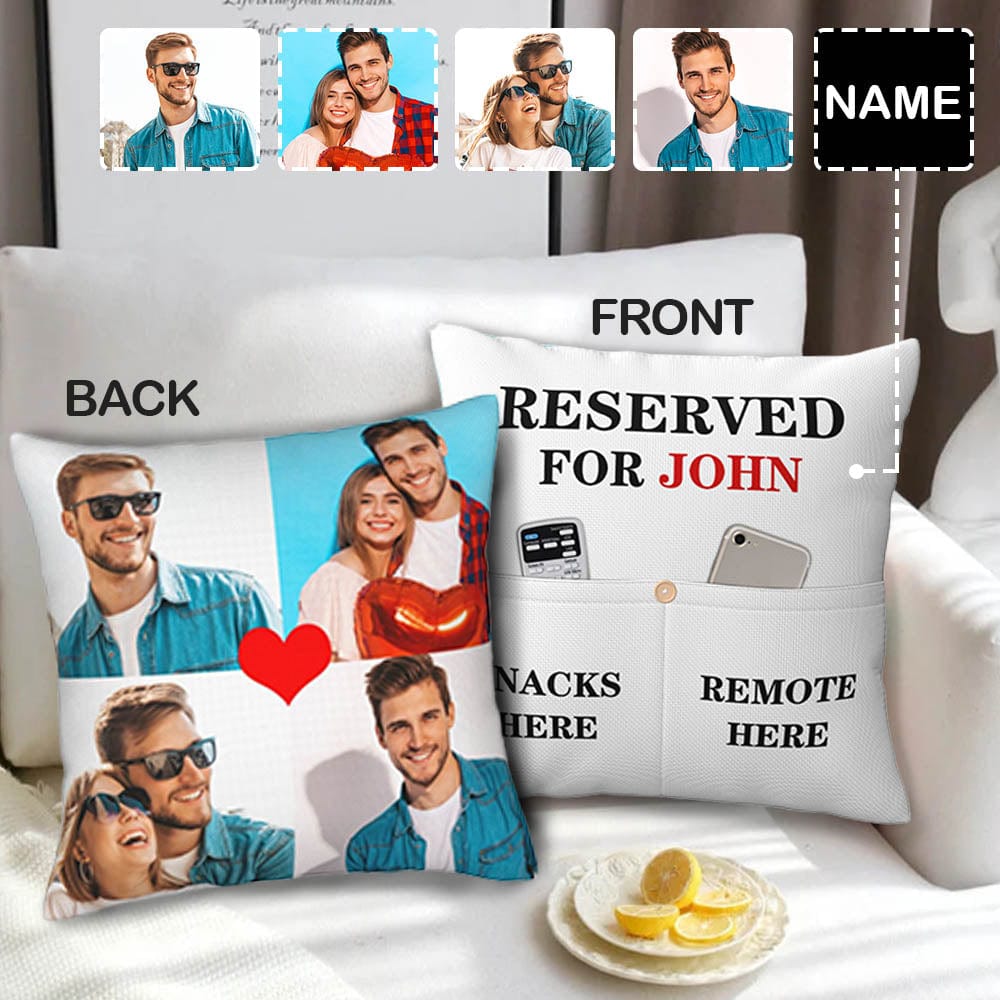 Custom Custom Double Sided Linen Decorative Throw Pillow Case Personalized Couple Photo & Name Natural Flax Soft Breathable Throw Pillow Case - YesCustom
