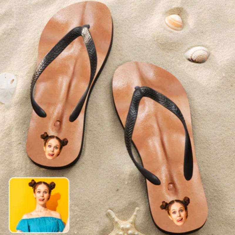 Custom Custom Face Abdominal Muscles Flip Flops For Both Man And Woman Funny Gift For Vacation,Wedding Ideas For Guests - YesCustom