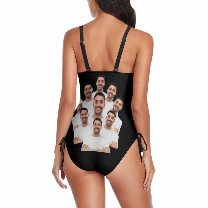 Custom Custom Face All About U Swimsuits Personalized Women's New Drawstring Side One Piece Bathing Suit Honeymoons Bridesmaid Party - YesCustom