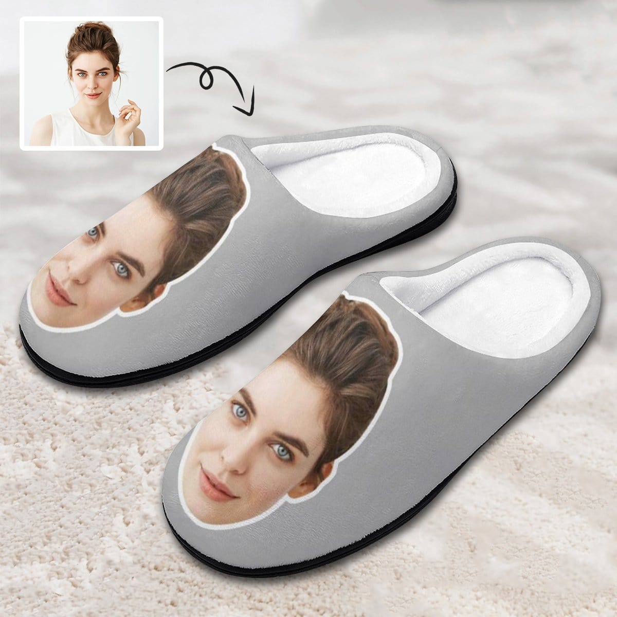 Custom Custom Face All Over Print Cotton Slippers For Men Women - YesCustom