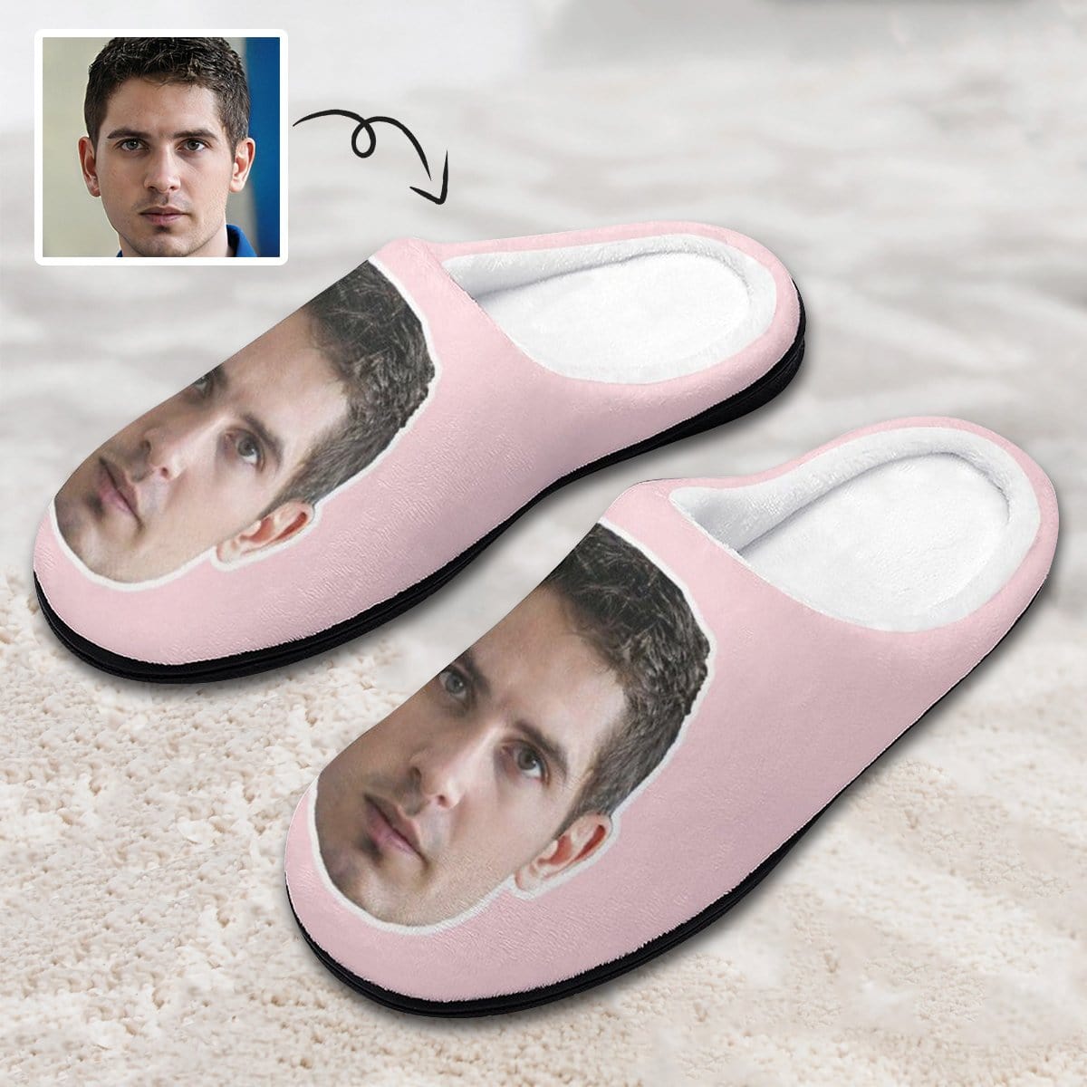 Custom Custom Face All Over Print Cotton Slippers For Men Women - YesCustom
