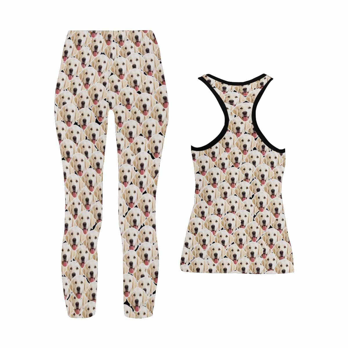 Custom Custom Face All Pup Women's Yoga Racerback Tank&Leggings Set - YesCustom
