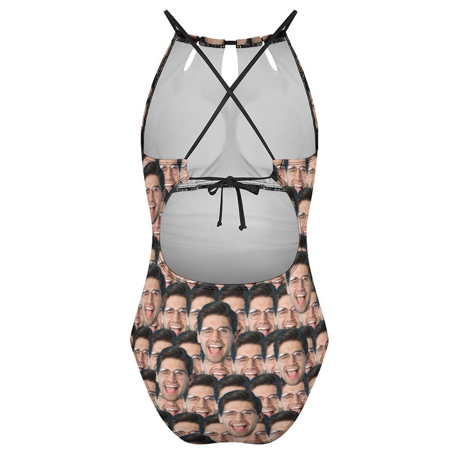 Custom Custom Face All Swimsuit Personalized Women's One Piece Backless Tie Swimsuit Face Bathing Suit - YesCustom