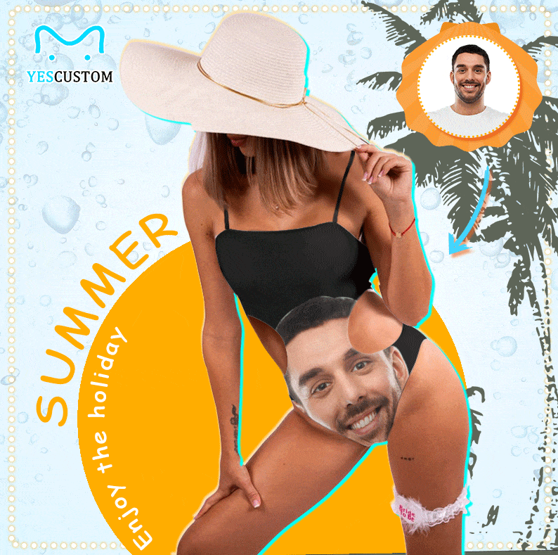 Custom Custom Face All You Swimsuit Personalized Women's Open Waist One Piece Bathing Suit Honeymoons For Her - YesCustom
