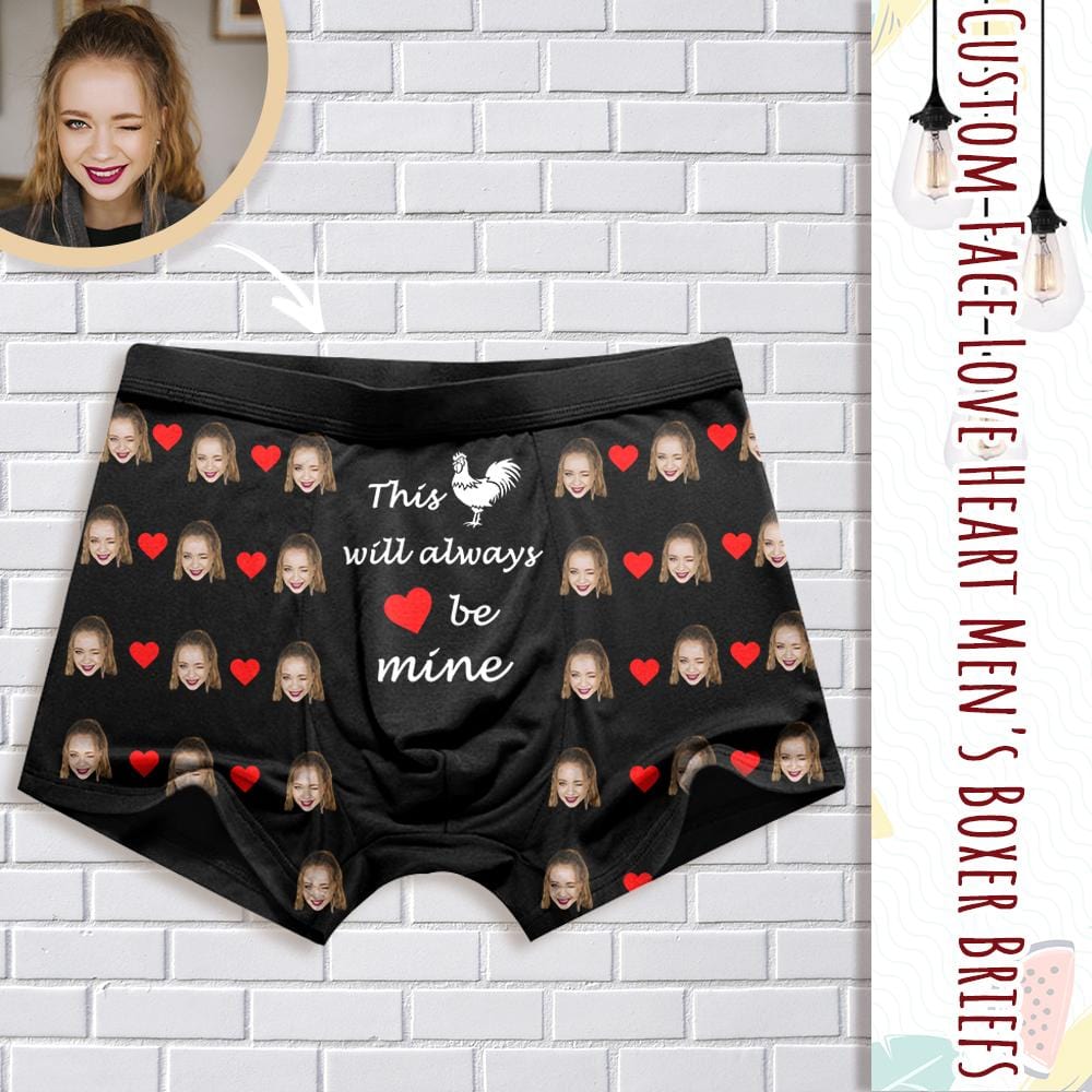 Custom Custom Face Always Be Mine Men's Print Boxer Briefs Made for You Custom Underwear For Valentine's Day Gift - YesCustom