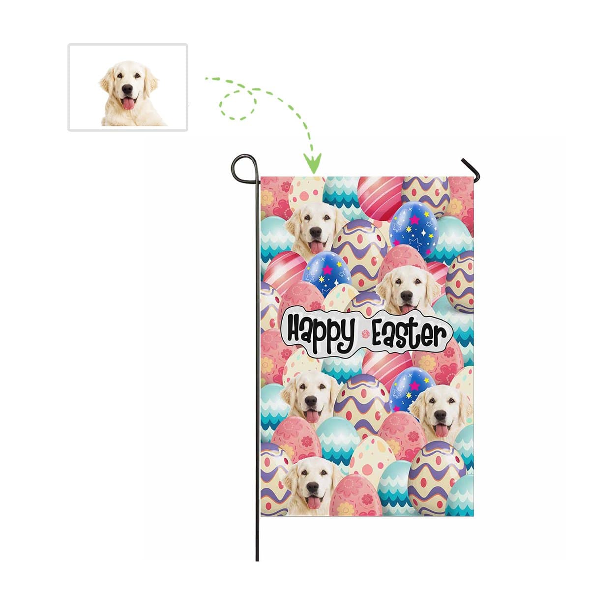 Custom Custom Face Amazing Easter Eggs Coloful Garden Flag - YesCustom