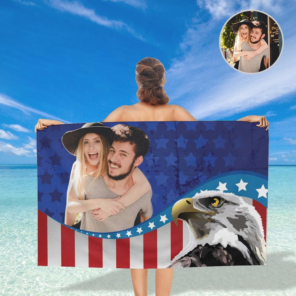 Custom Custom Face American Eagle Bath Towel 30"x56" Beach Towel Kids Towel Pool Towel Camp Towel - YesCustom