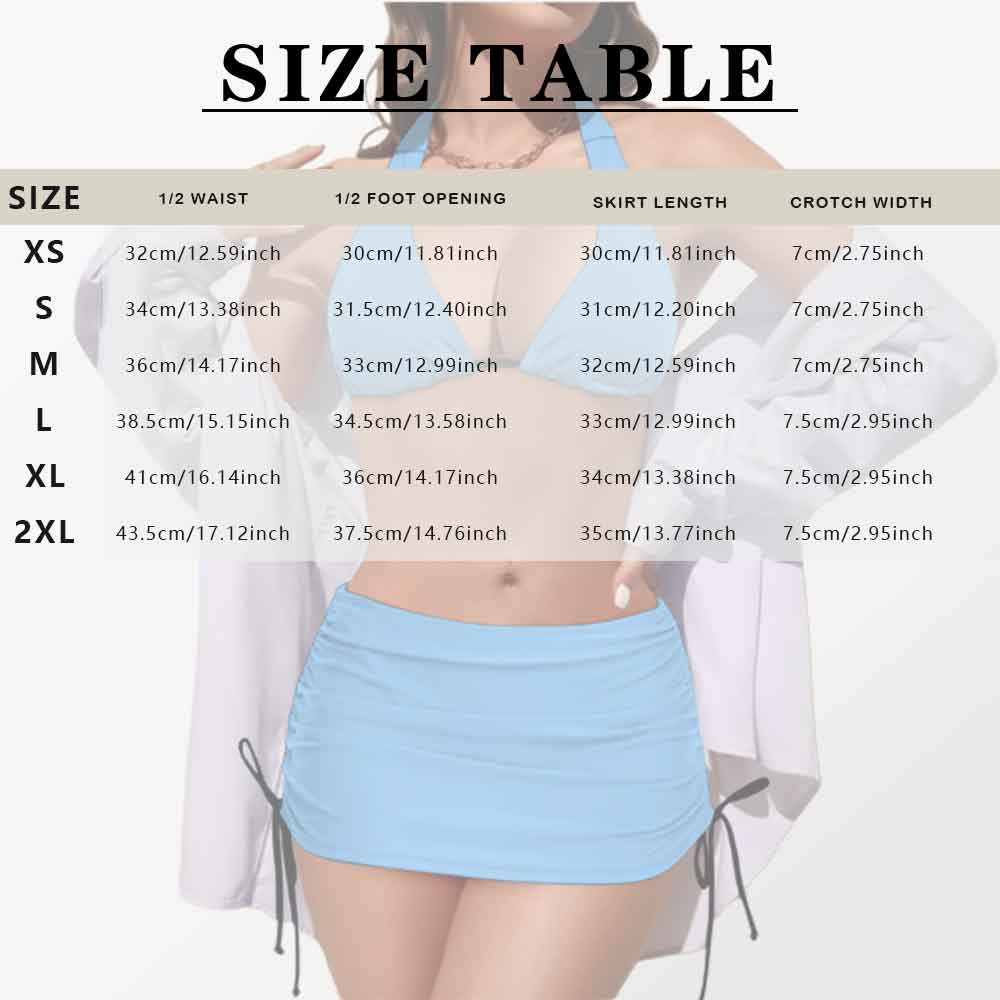 Custom Custom Face Blue Cross 3-Pieces Bikini Set Halter Neck Top Bikini Skirts with Drawstring - YesCustom