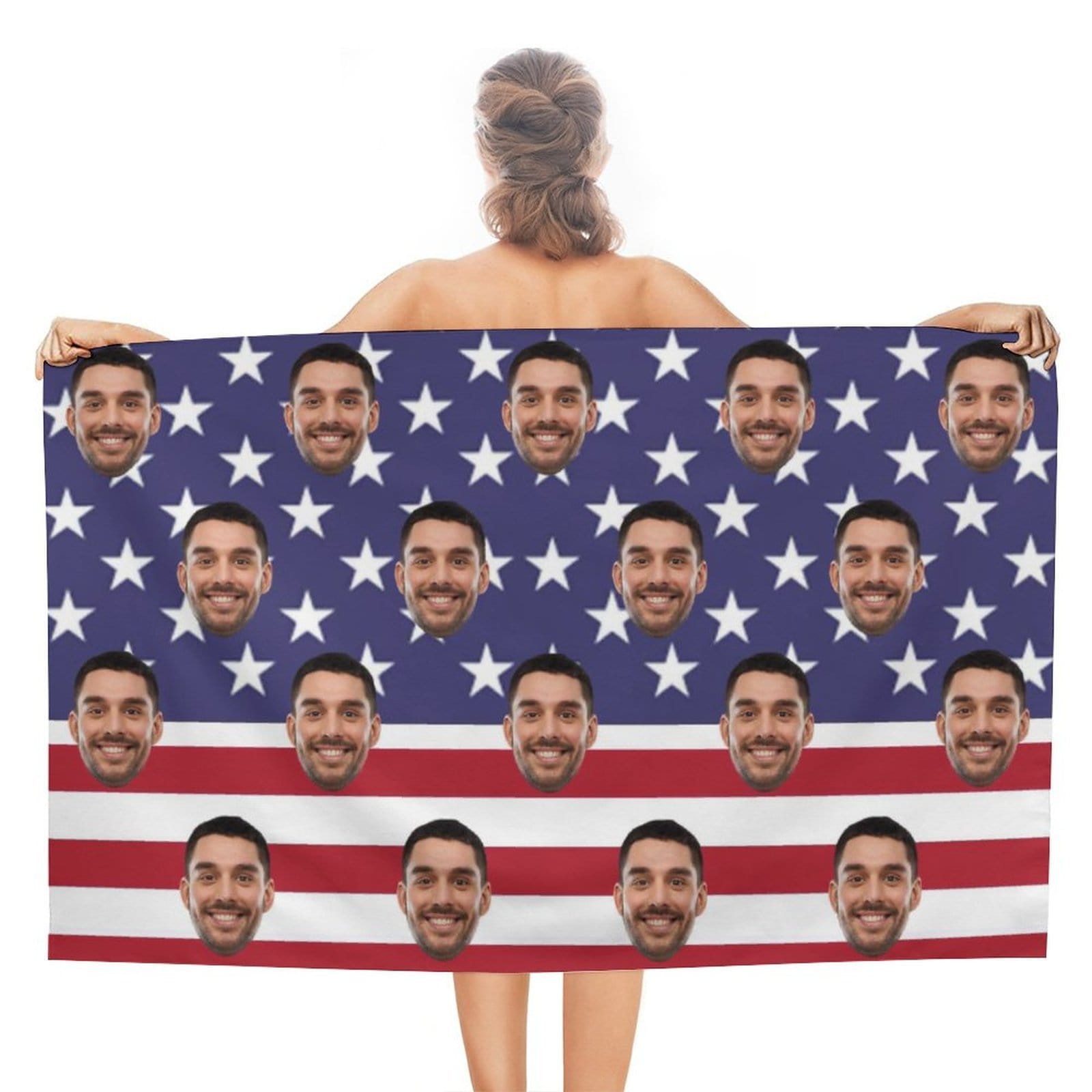 Custom Custom Face American Flag Bath Towel 30"x56" Beach Towel Kids Towel Pool Towel Camp Towel - YesCustom