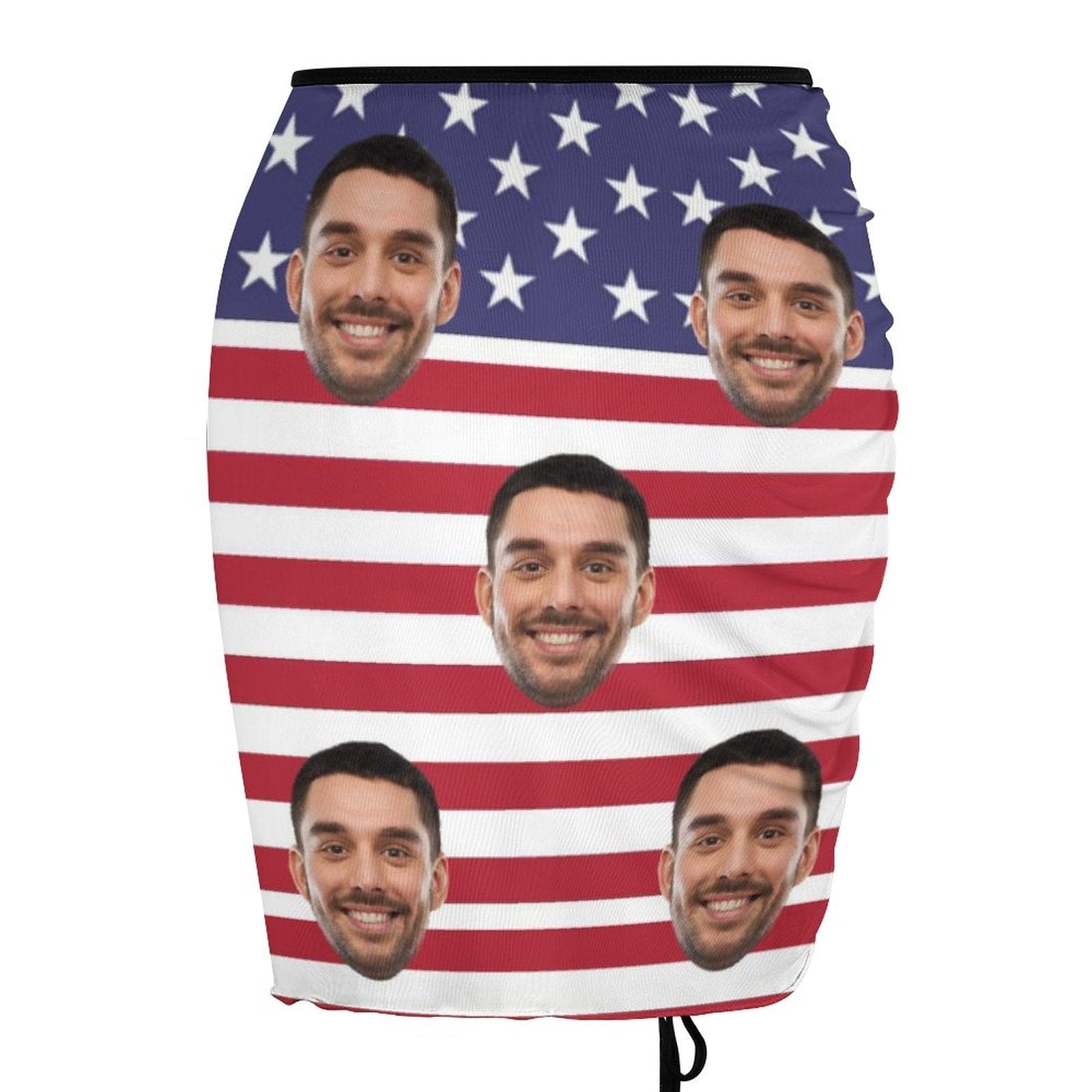 Custom Custom Face American Flag Beach Skirt Women's Short Dress Stars Stripes Swimsuit Bottom Personalized Women's Swim Dress Short Skirt - YesCustom