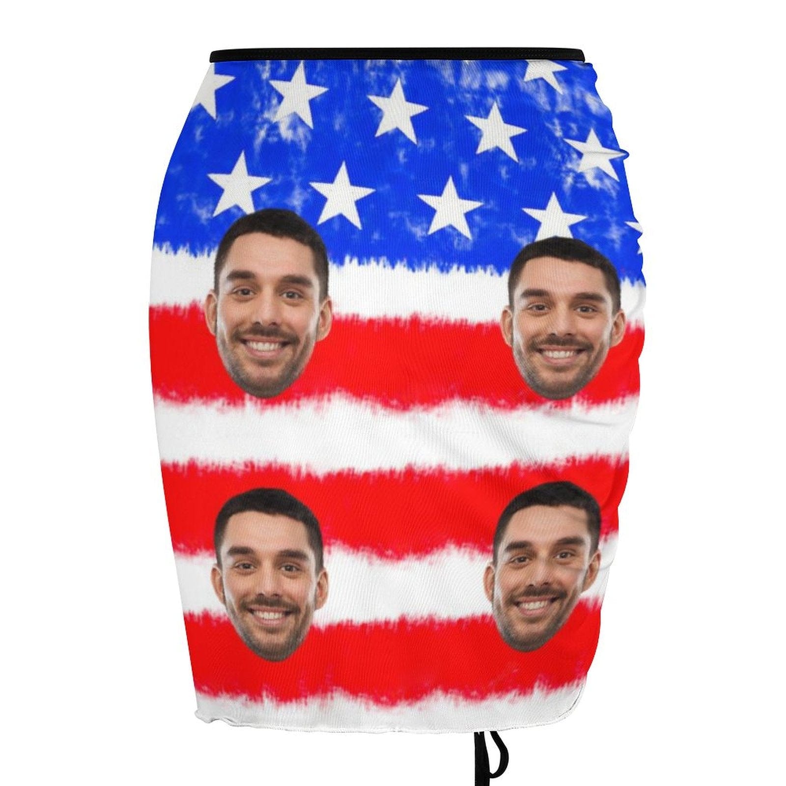 Custom Custom Face American Flag Beach Skirt Women's Swimwear Star Stripes Flag Short Dress Swimsuit Bottom Personalized Women's Swim Dress Short Skirt - YesCustom
