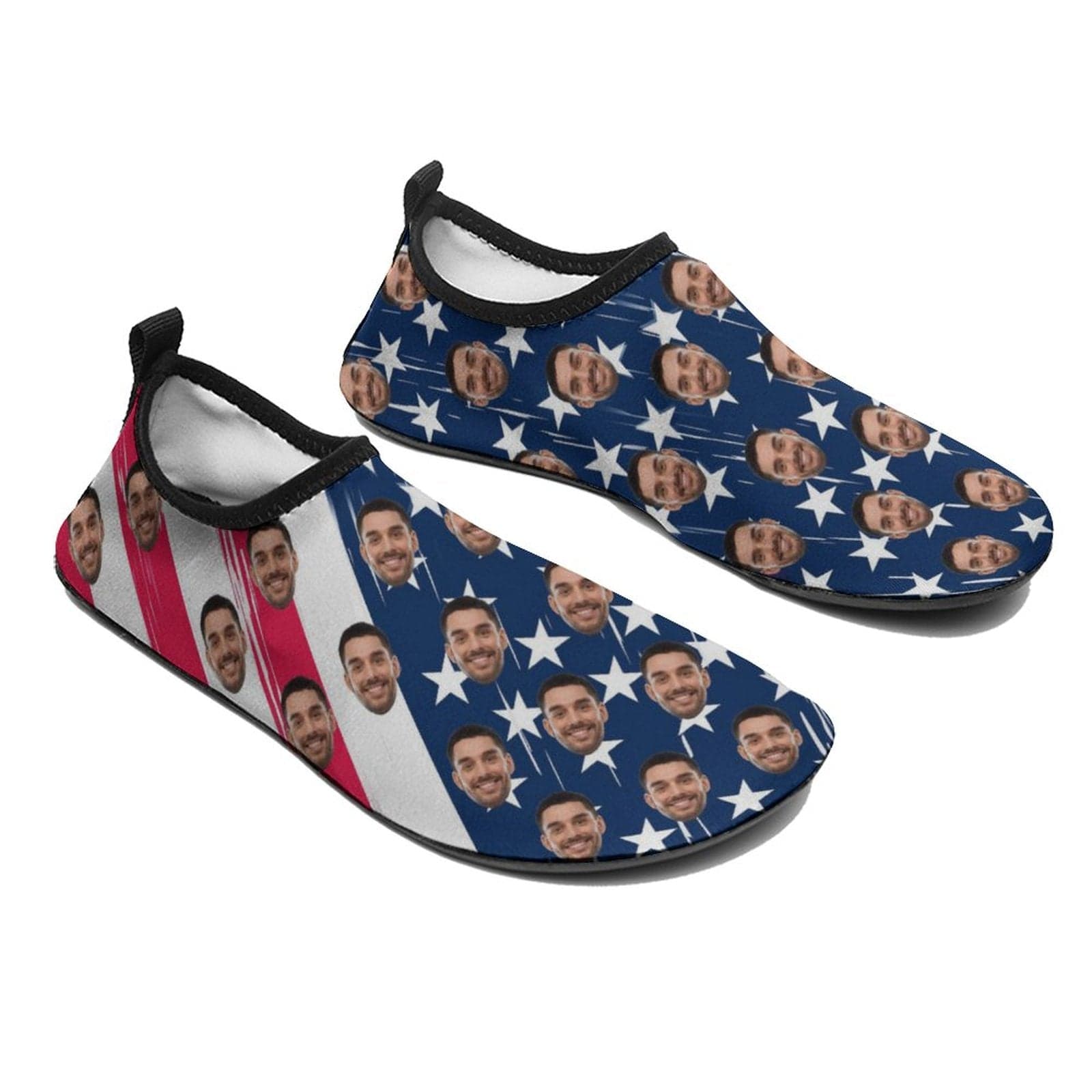 Custom Custom Face American Flag Diving Shoes Slip-on for sport Quick-Dry Beach Swimming Shoes Aqua Shoes Barefoot Shoes Outdoor Water Shoes - YesCustom