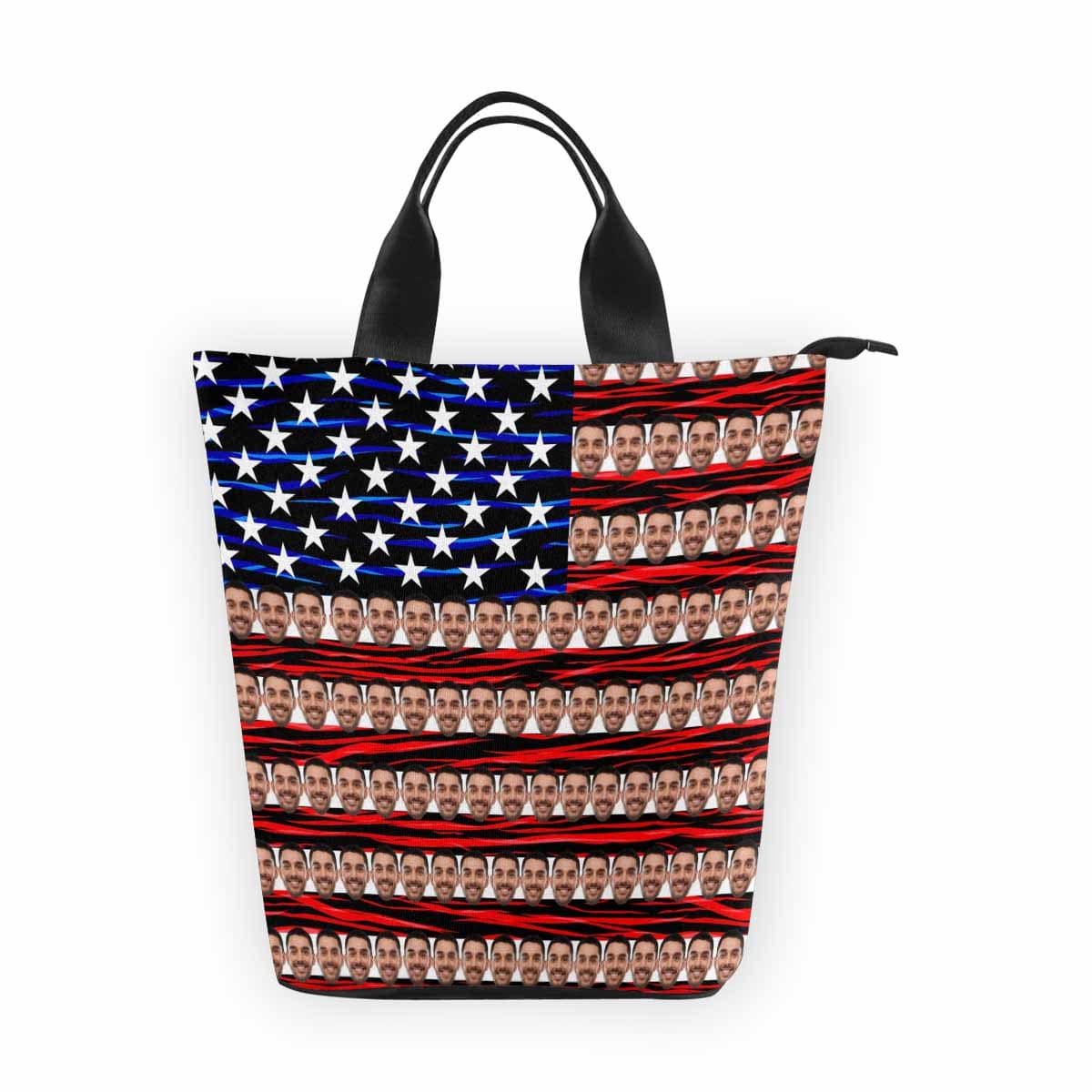 Custom Custom Face American Flag Nylon Lunch Bag - YesCustom