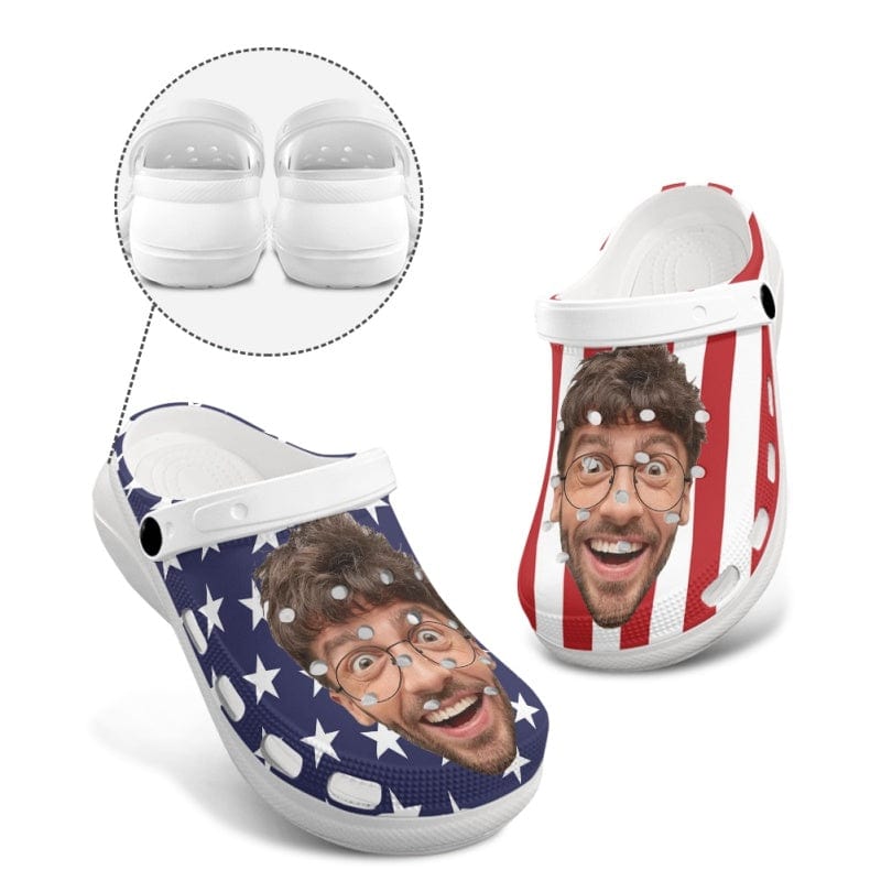 Custom Custom Face American Flag Platform Hole Shoes Personalized Women's height increasing Clog Shoes Funny Slippers (DHL is not supported) - YesCustom