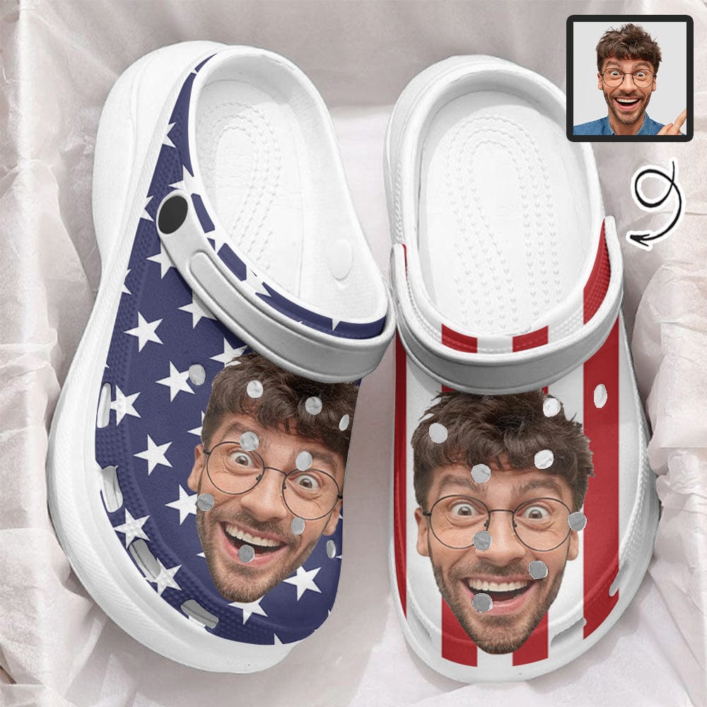 Custom Custom Face American Flag Platform Hole Shoes Personalized Women's height increasing Clog Shoes Funny Slippers (DHL is not supported) - YesCustom