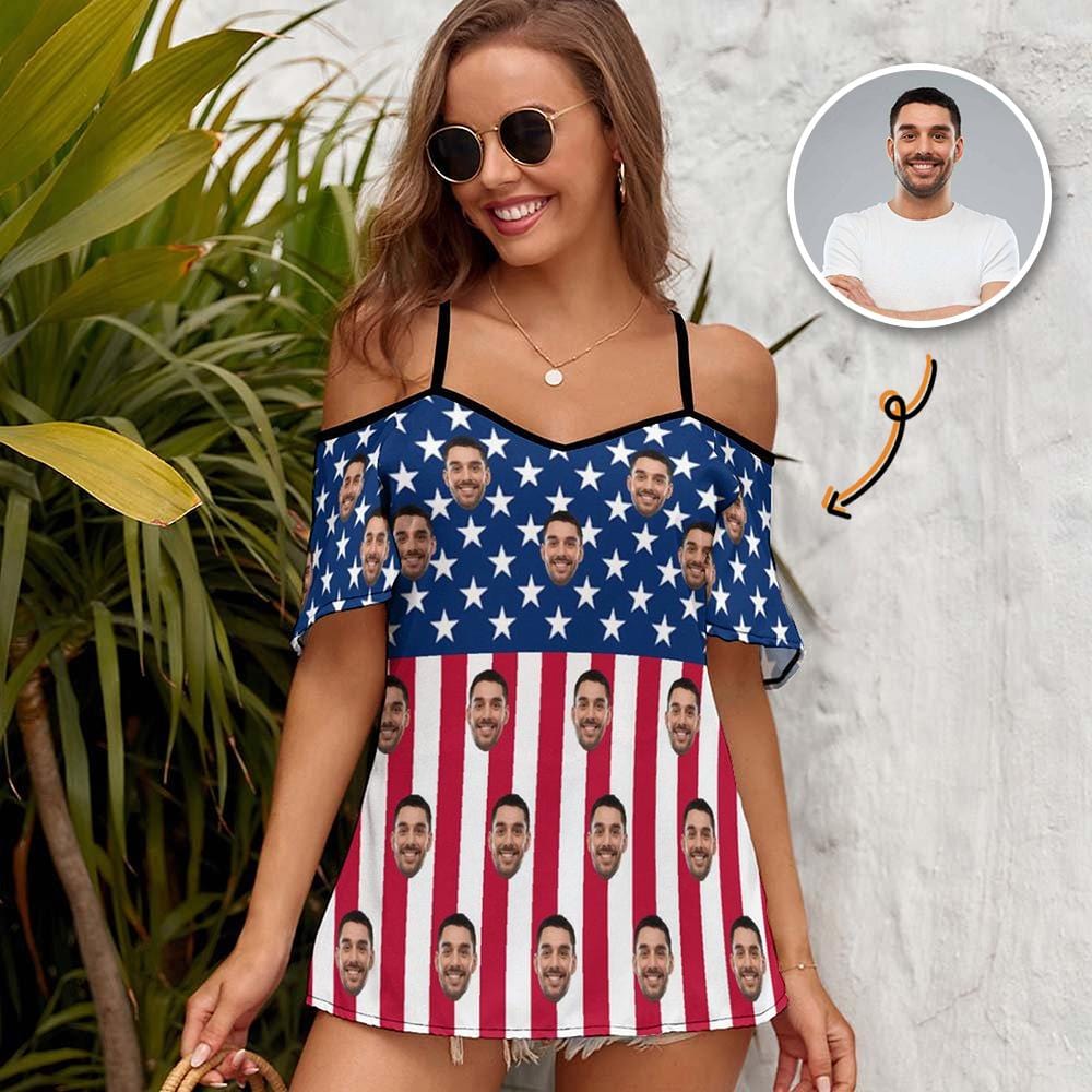 Custom Custom Face American Flag Women's Suspender Top - YesCustom