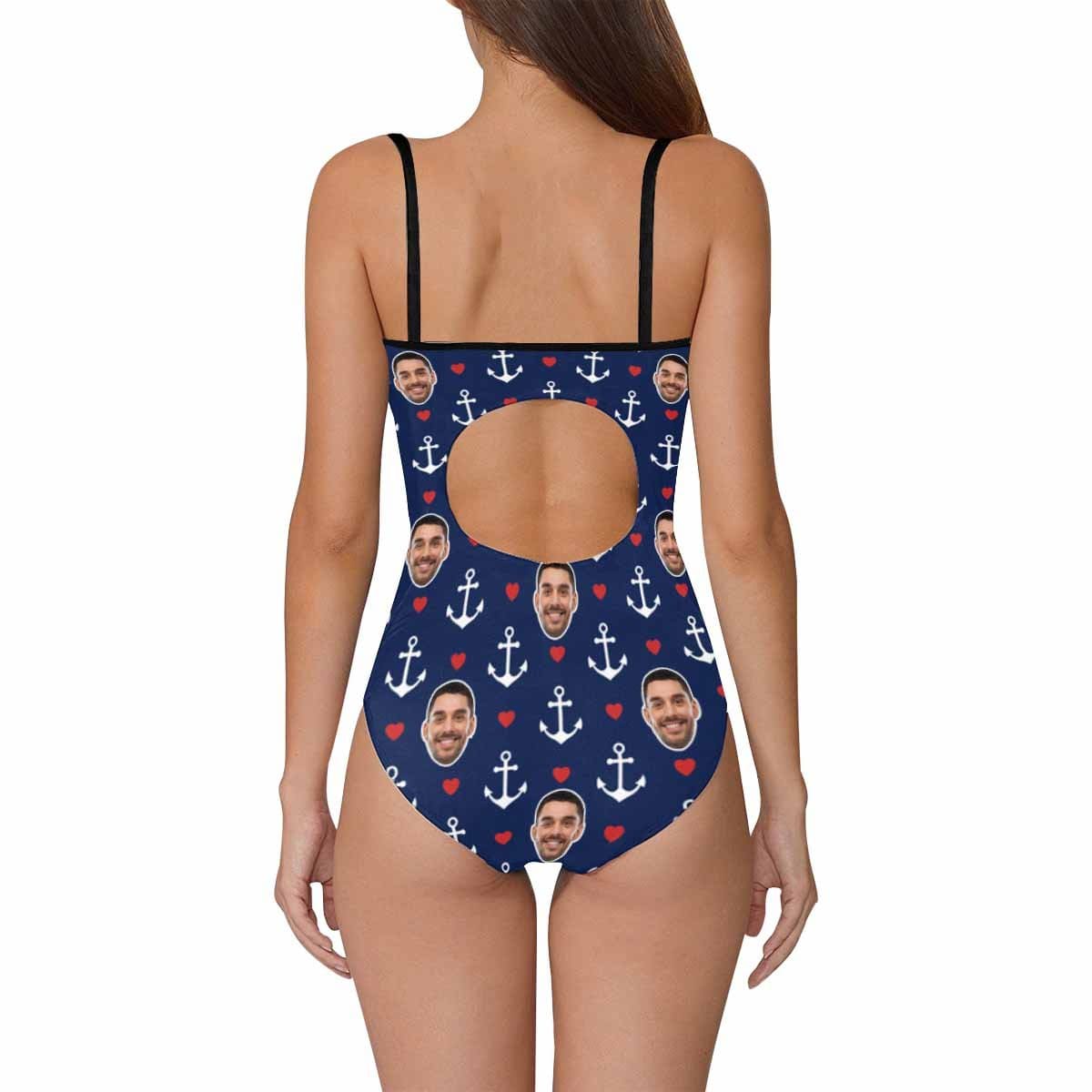 Custom Custom Face Anchors Swimsuit Personalized Women's Slip One Piece Bathing Suit Bridesmaid Pool Party - YesCustom