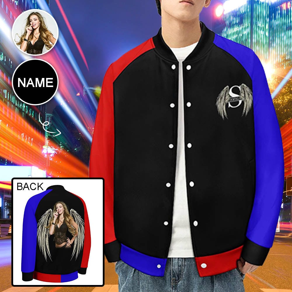 Custom Custom Face Angle Wings Men's Bomber Jacket - YesCustom