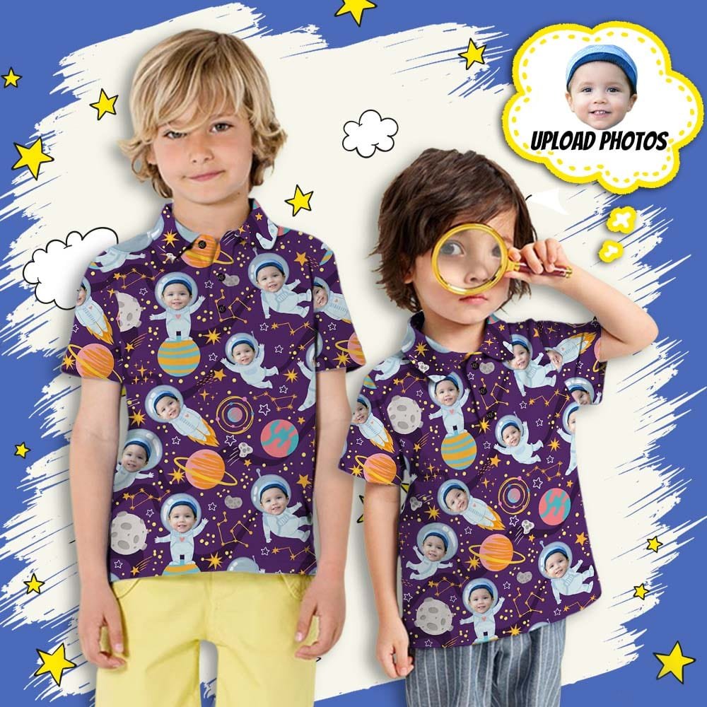 Custom Custom Face Astronaut Boys' Polo Shirt - YesCustom