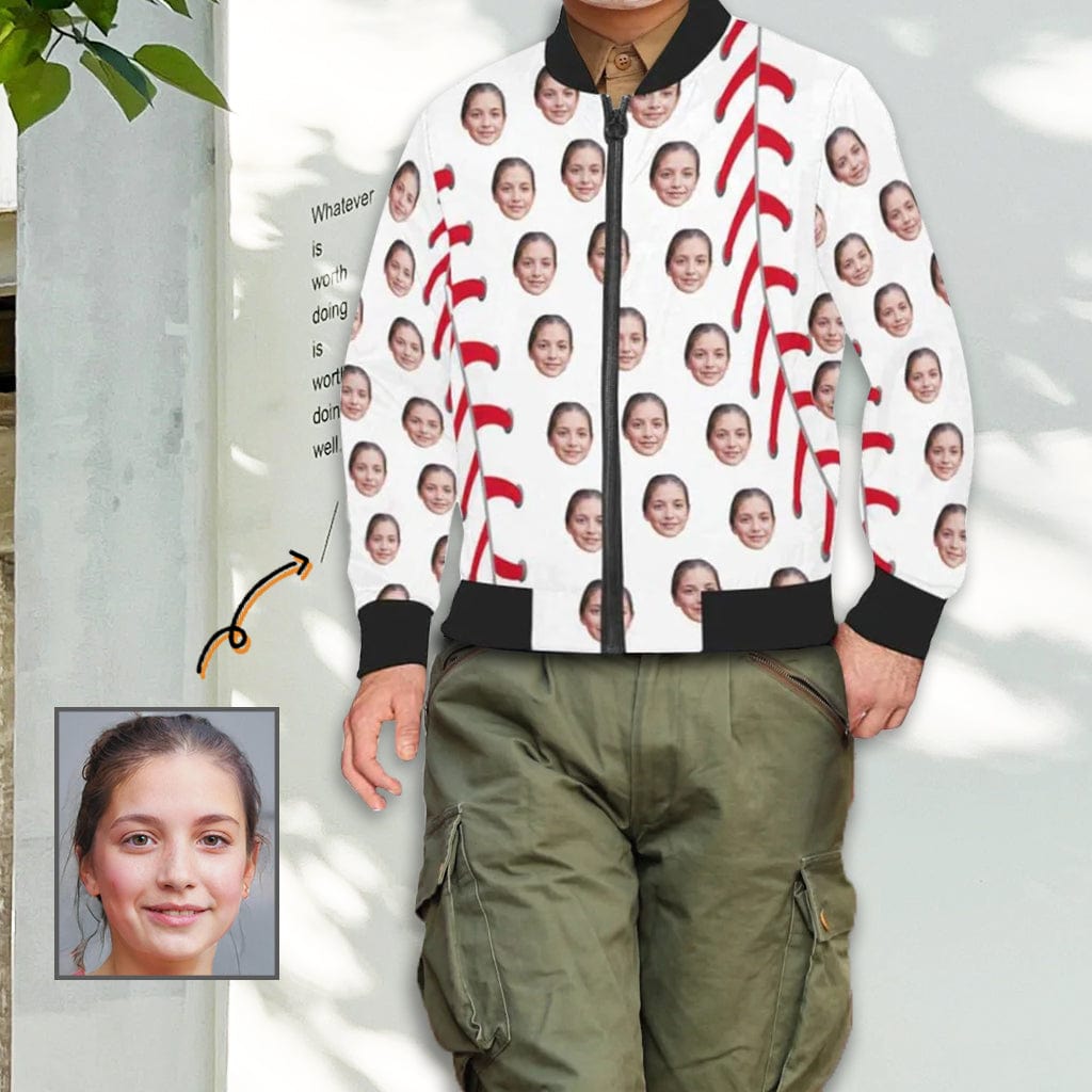 Custom Custom Face Baseball Men's Bomber Jacket - YesCustom