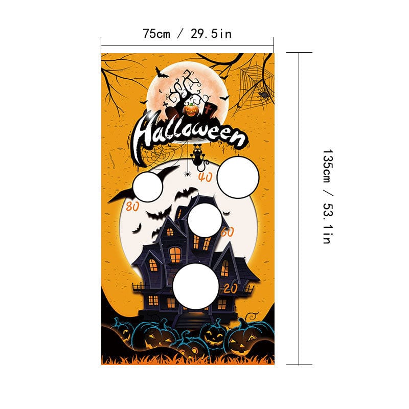 Custom Custom Face Happy Halloween Sandbag Game Outdoor Hanging Flag with 3 Bean Bags Halloween Toss Game Playset Punching Bag 29.5 * 53Inch - YesCustom