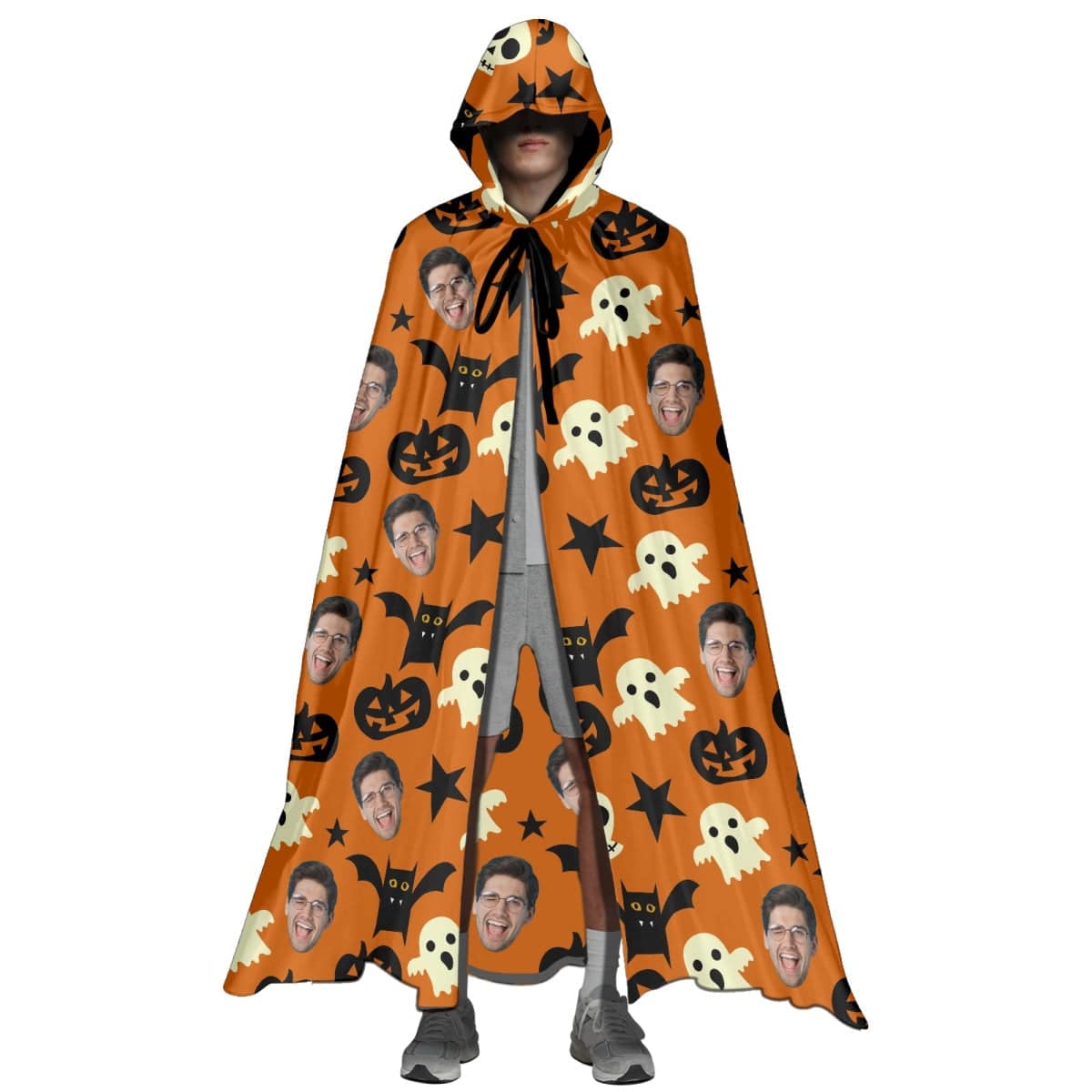 Custom Custom Face Bat Unisex Hooded Halloween Cloak for Adult and Kids Cosplay Costumes Wizard Cape with Hat - YesCustom