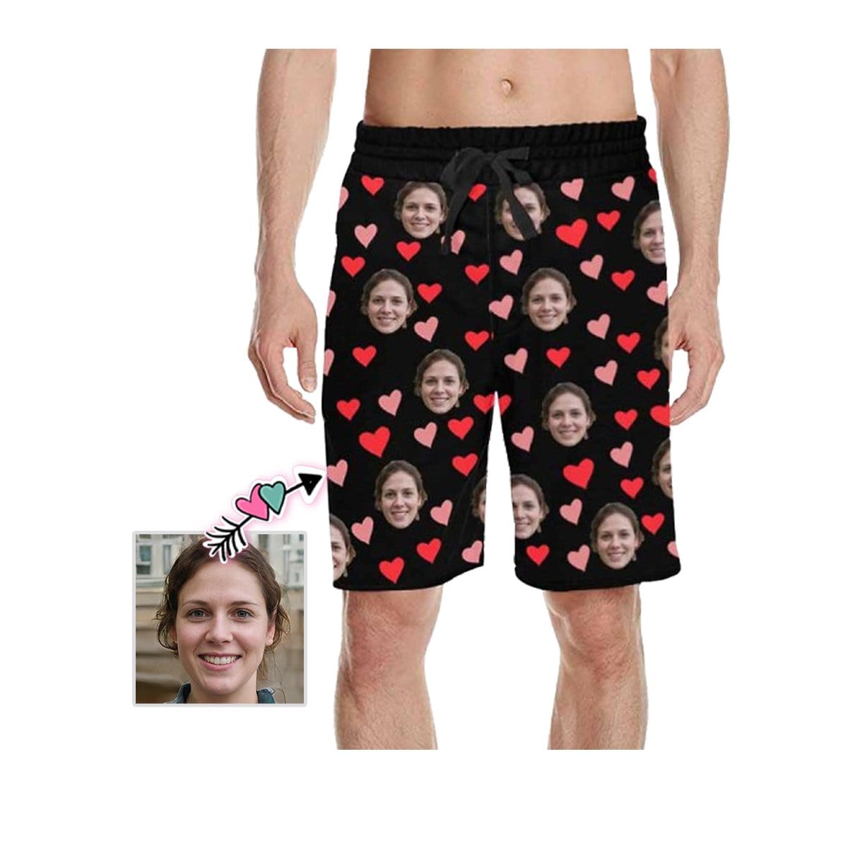 Custom Custom Face Beautiful Love Men's All Over Print Casual Shorts - YesCustom