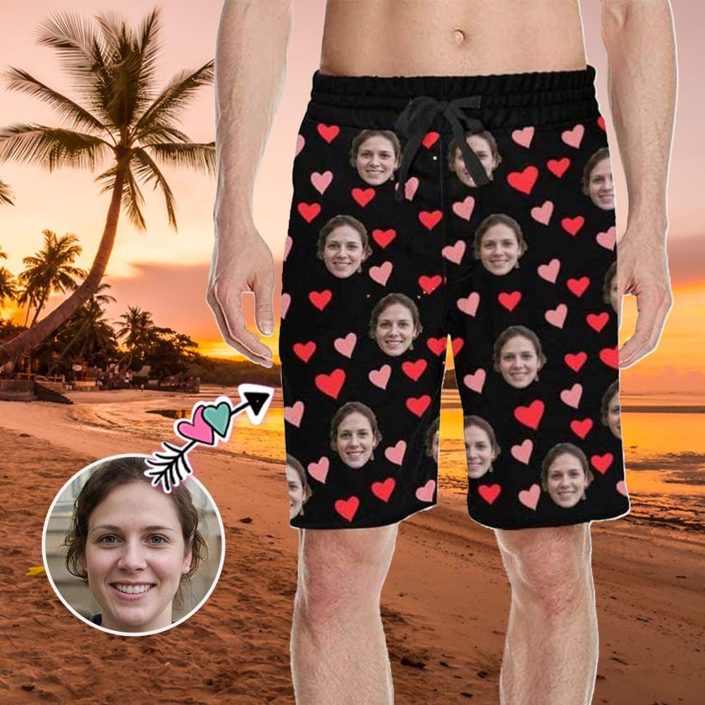 Custom Custom Face Beautiful Love Men's All Over Print Casual Shorts - YesCustom