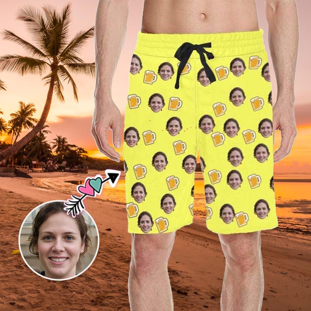 Custom Custom Face Beer Men's All Over Print Casual Shorts - YesCustom