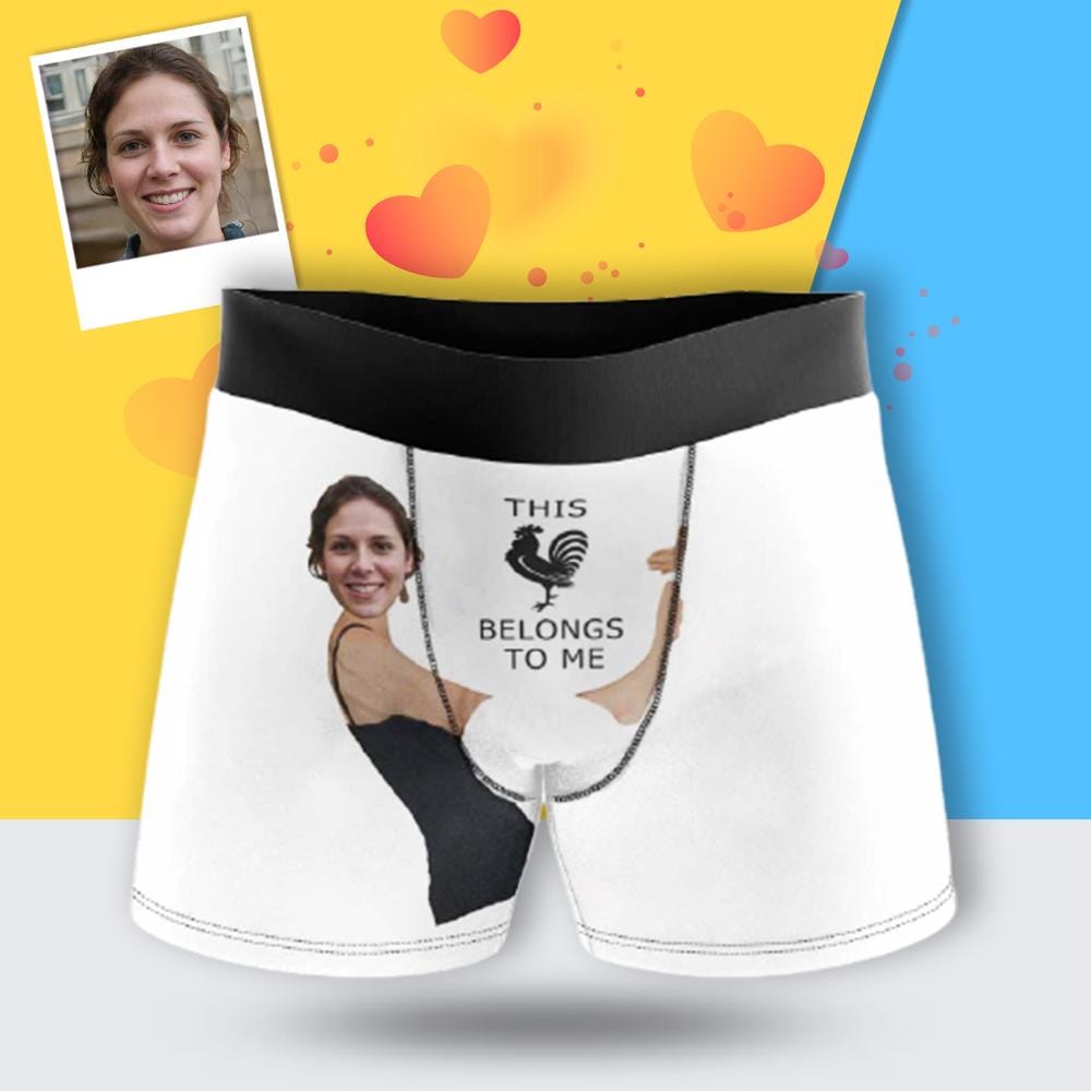 Custom Custom Face Belongs To Me Hug Men's Boxer Briefs Personalized Boxers Underwear With Picture For Valentine's Day Gift - YesCustom