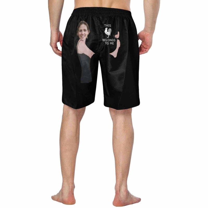 Custom Custom Face Belongs to Me Personalized Photo Men's Elastic Beach Shorts - YesCustom